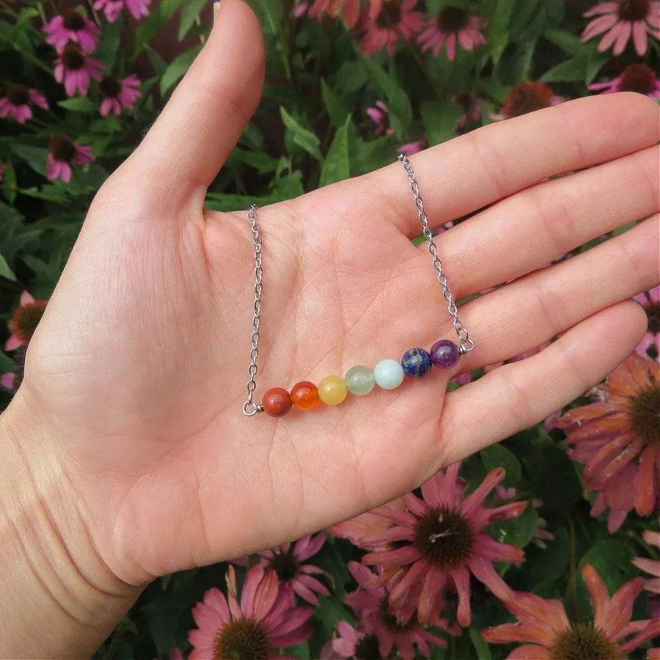 7 Chakra Crystal Necklace w/ Chakra Healing Stone Beads