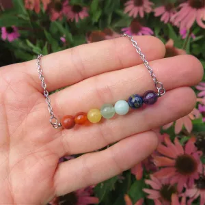 7 Chakra Crystal Necklace w/ Chakra Healing Stone Beads
