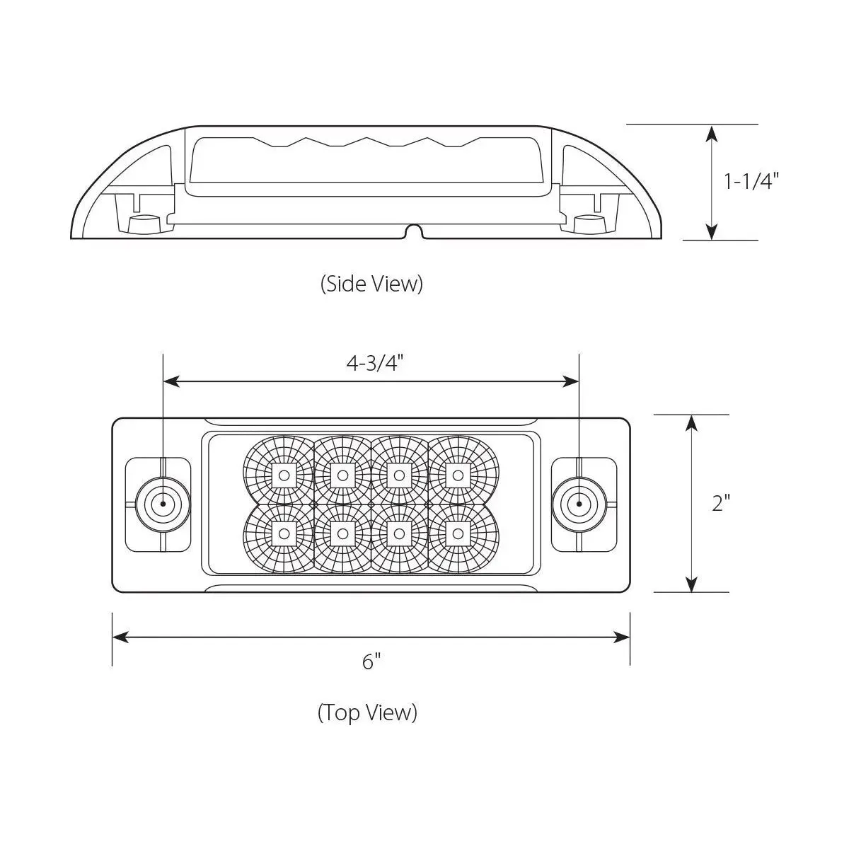 77660 RECT. SPYDER AMBER/AMBER 8-LED MARKER SEALED LIGHT