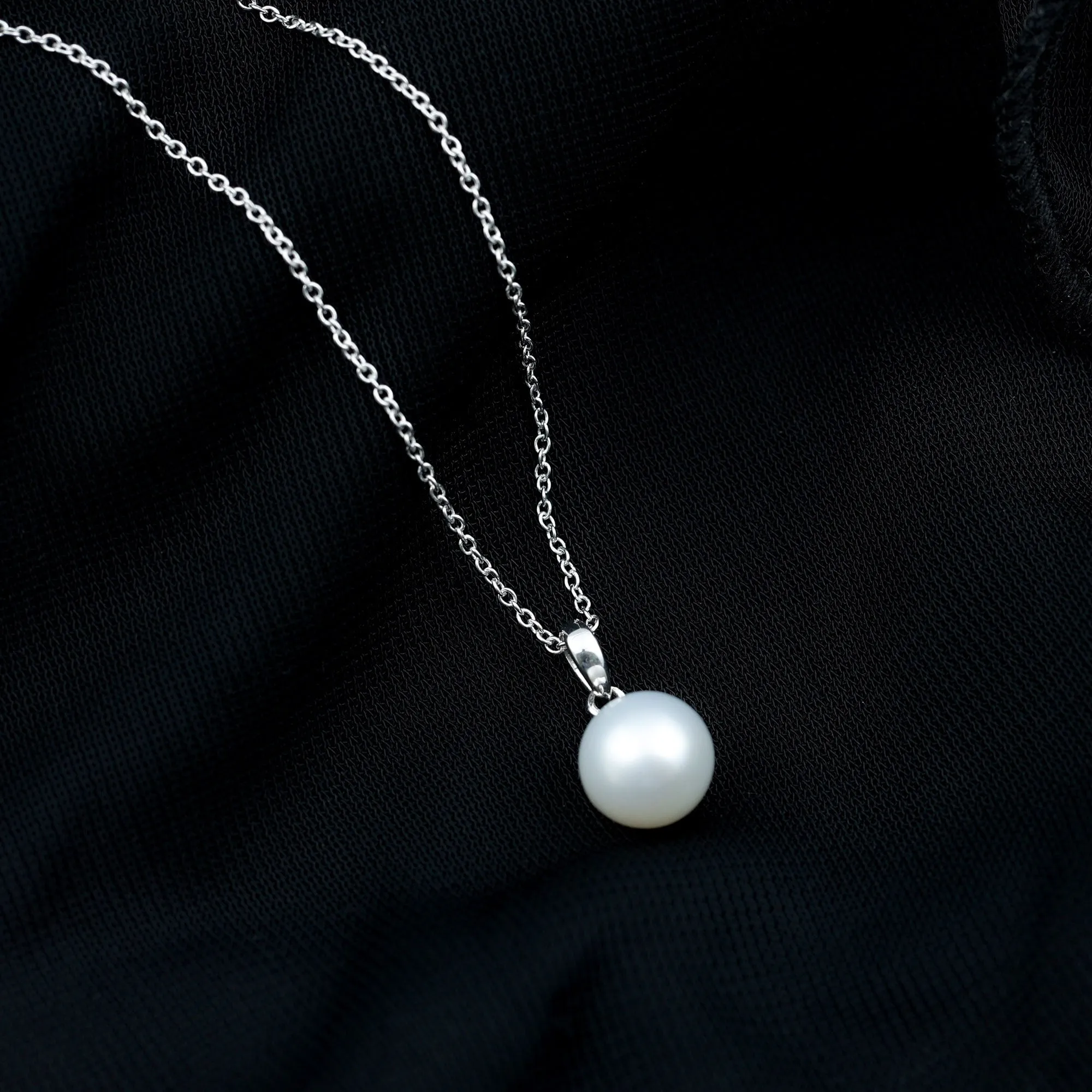 8 MM Round Freshwater Pearl Simple Solitaire Pendant