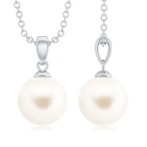 8 MM Round Freshwater Pearl Simple Solitaire Pendant