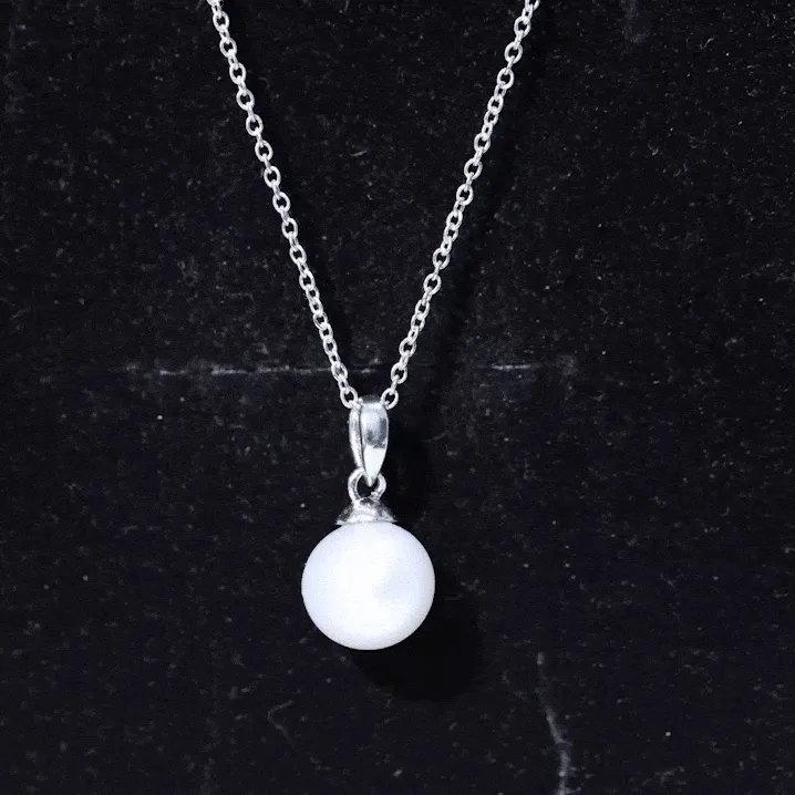 8 MM Round Freshwater Pearl Simple Solitaire Pendant