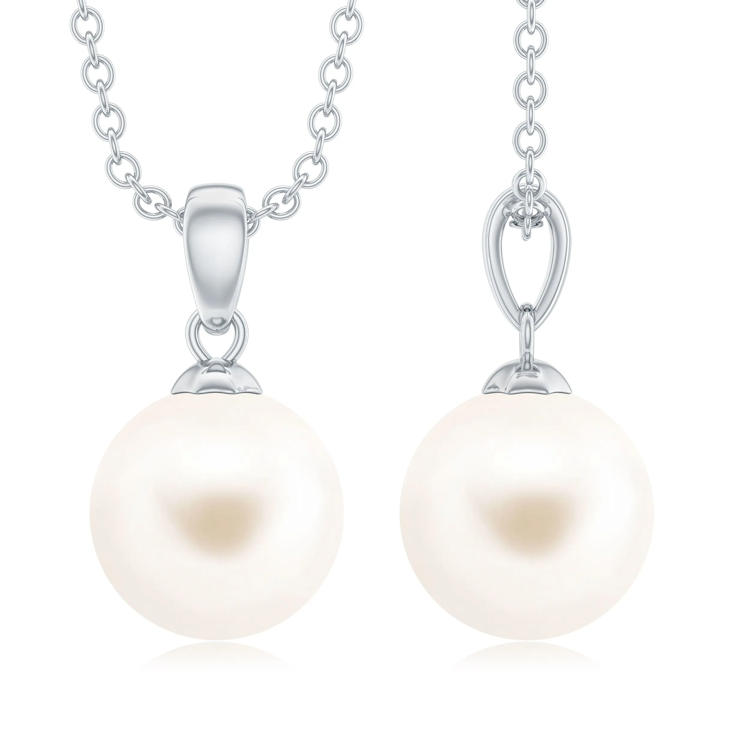 8 MM Round Freshwater Pearl Simple Solitaire Pendant