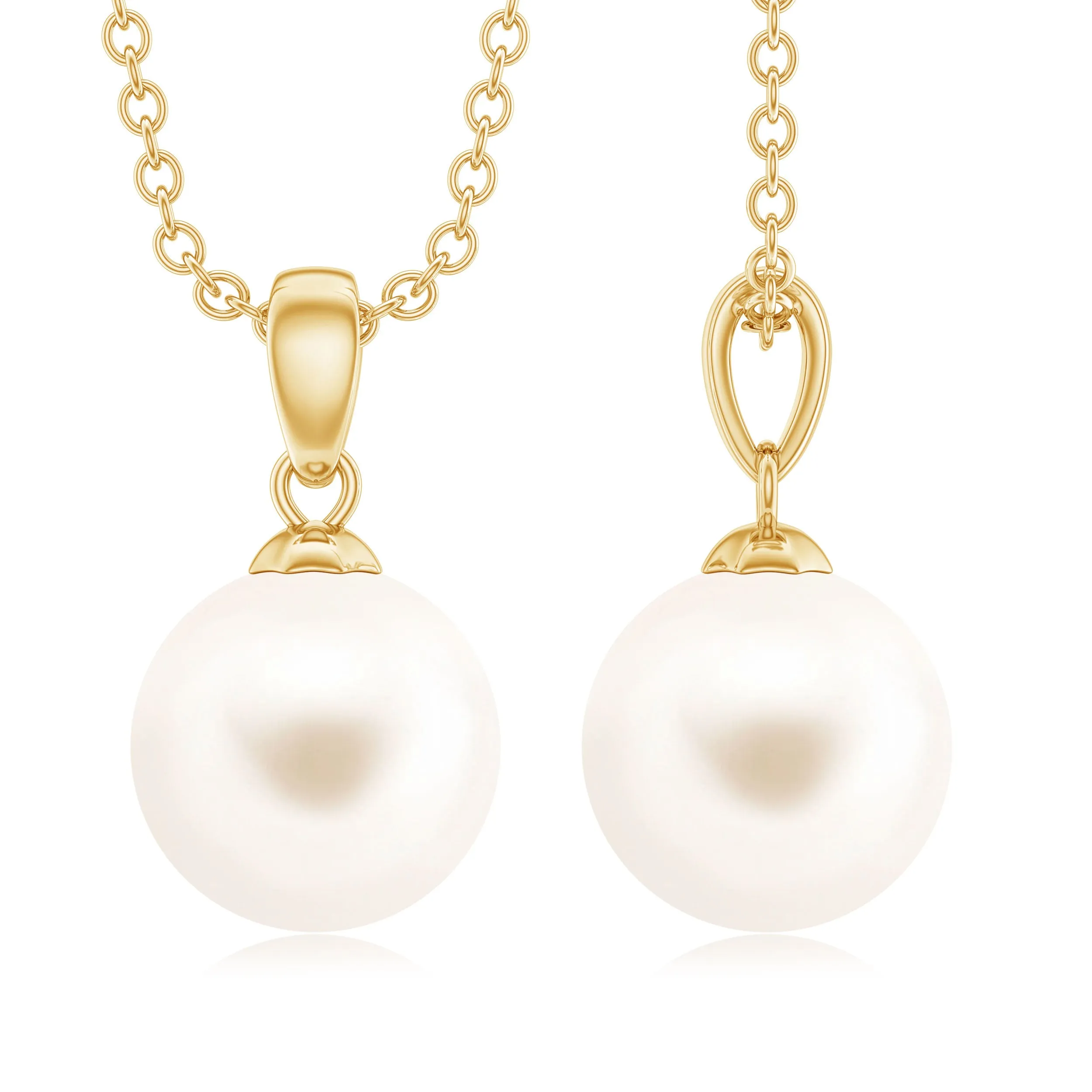 8 MM Round Freshwater Pearl Simple Solitaire Pendant