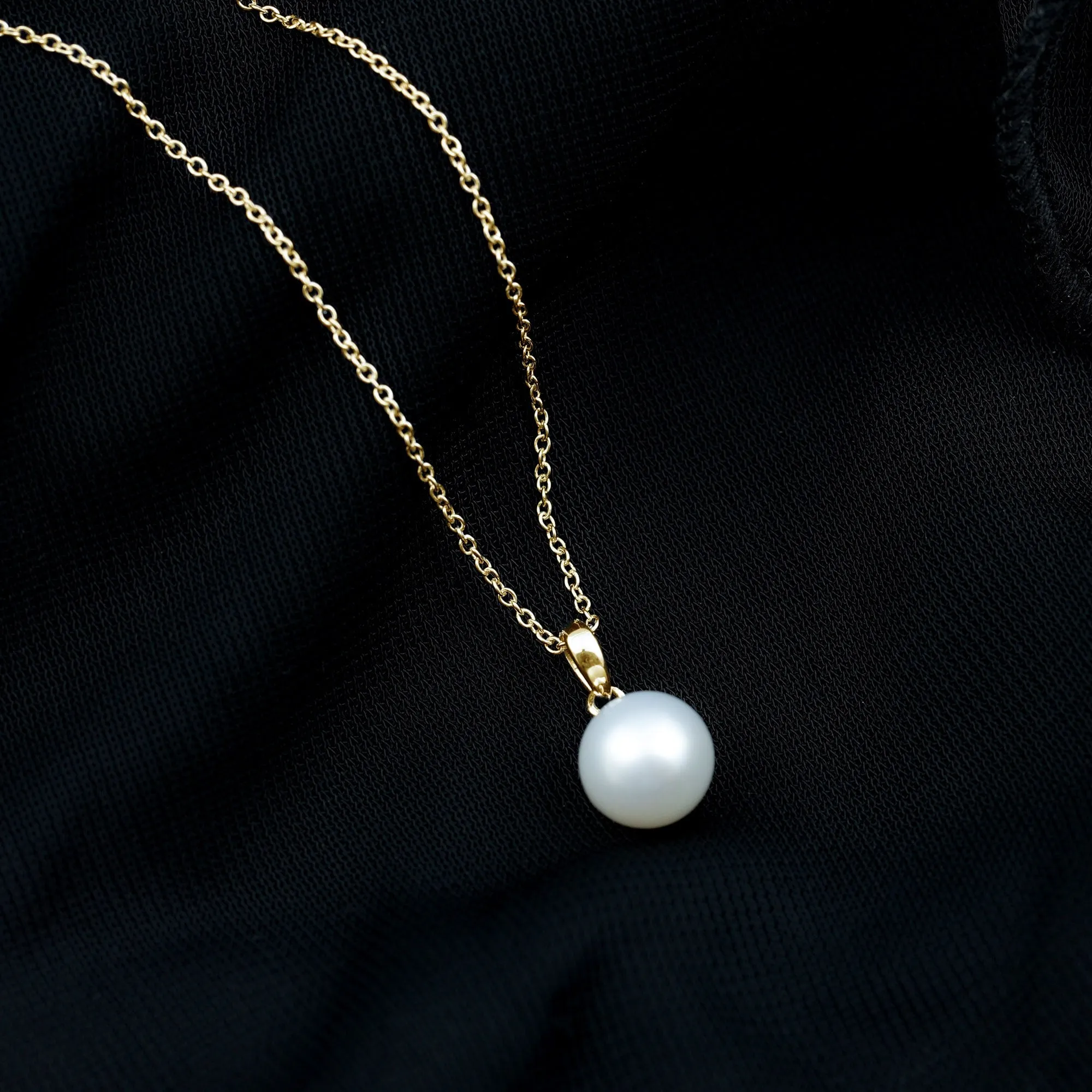 8 MM Round Freshwater Pearl Simple Solitaire Pendant