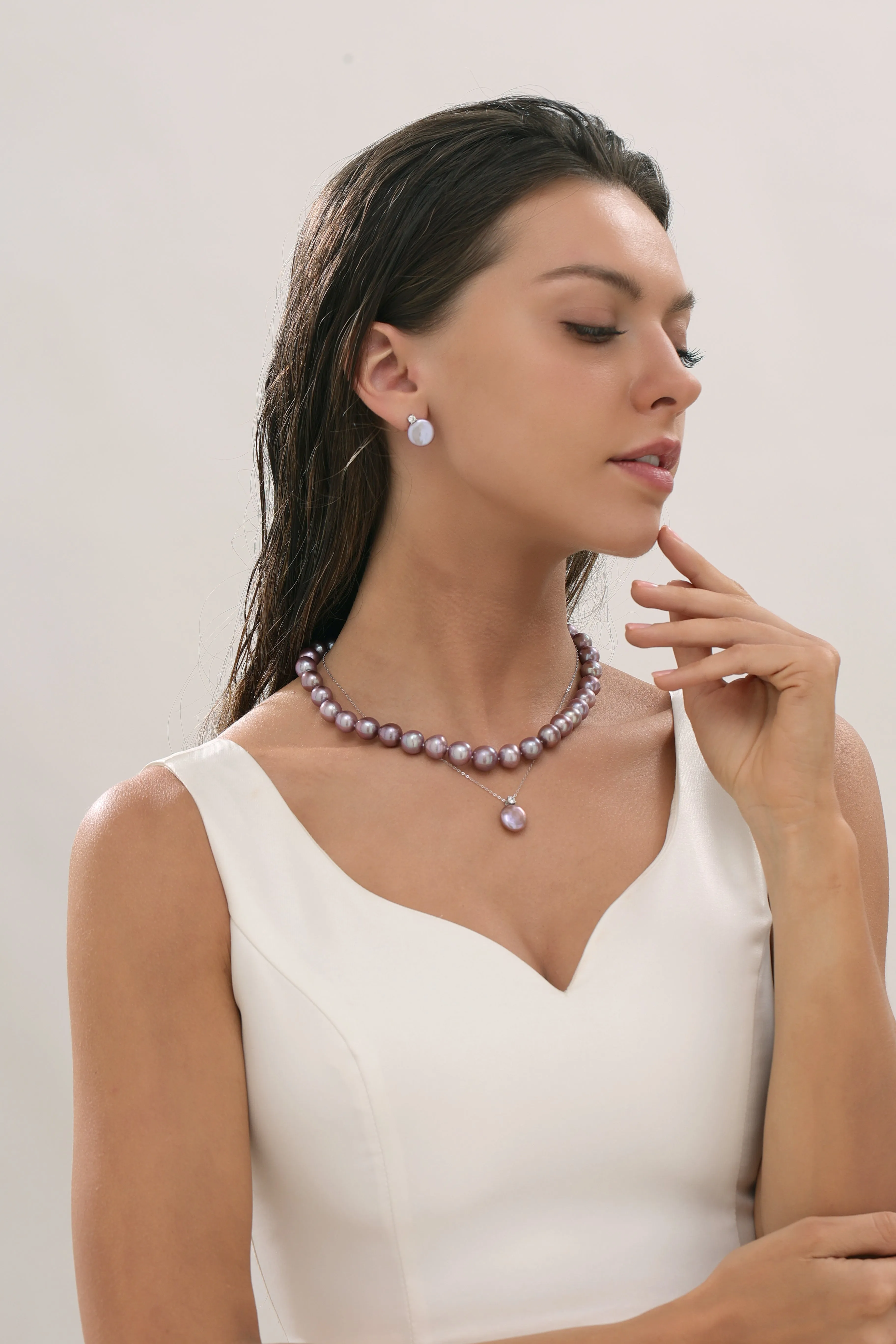 9-11mm Purple Freshwater Pearl Necklace