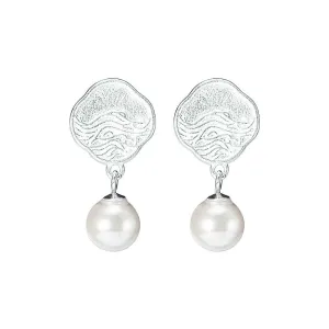 925 Silver Wave Shell Pearl Earrings