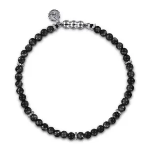 925 Sterling Silver and Onyx Bead Bracelet