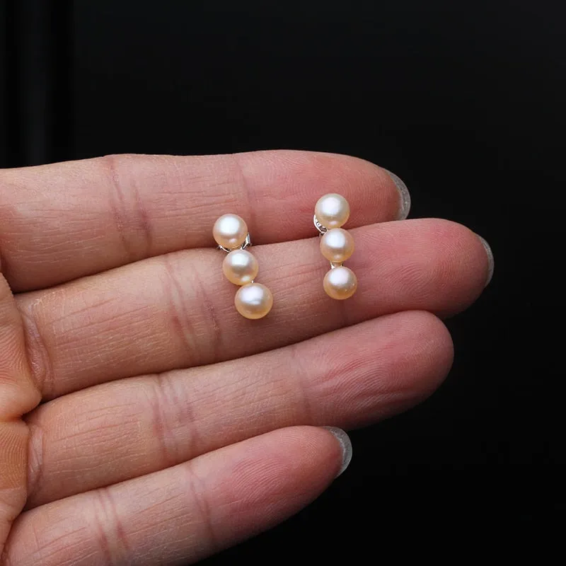 925 Sterling Silver Natural Pearl Stud Earrings