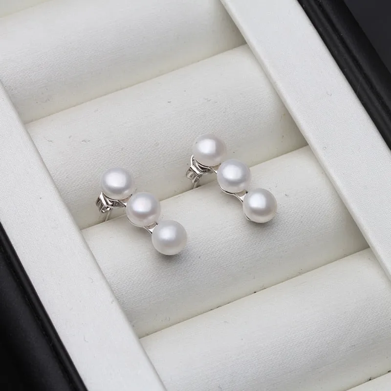 925 Sterling Silver Natural Pearl Stud Earrings