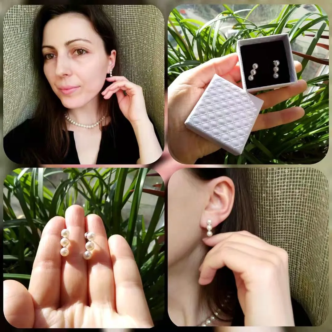 925 Sterling Silver Natural Pearl Stud Earrings