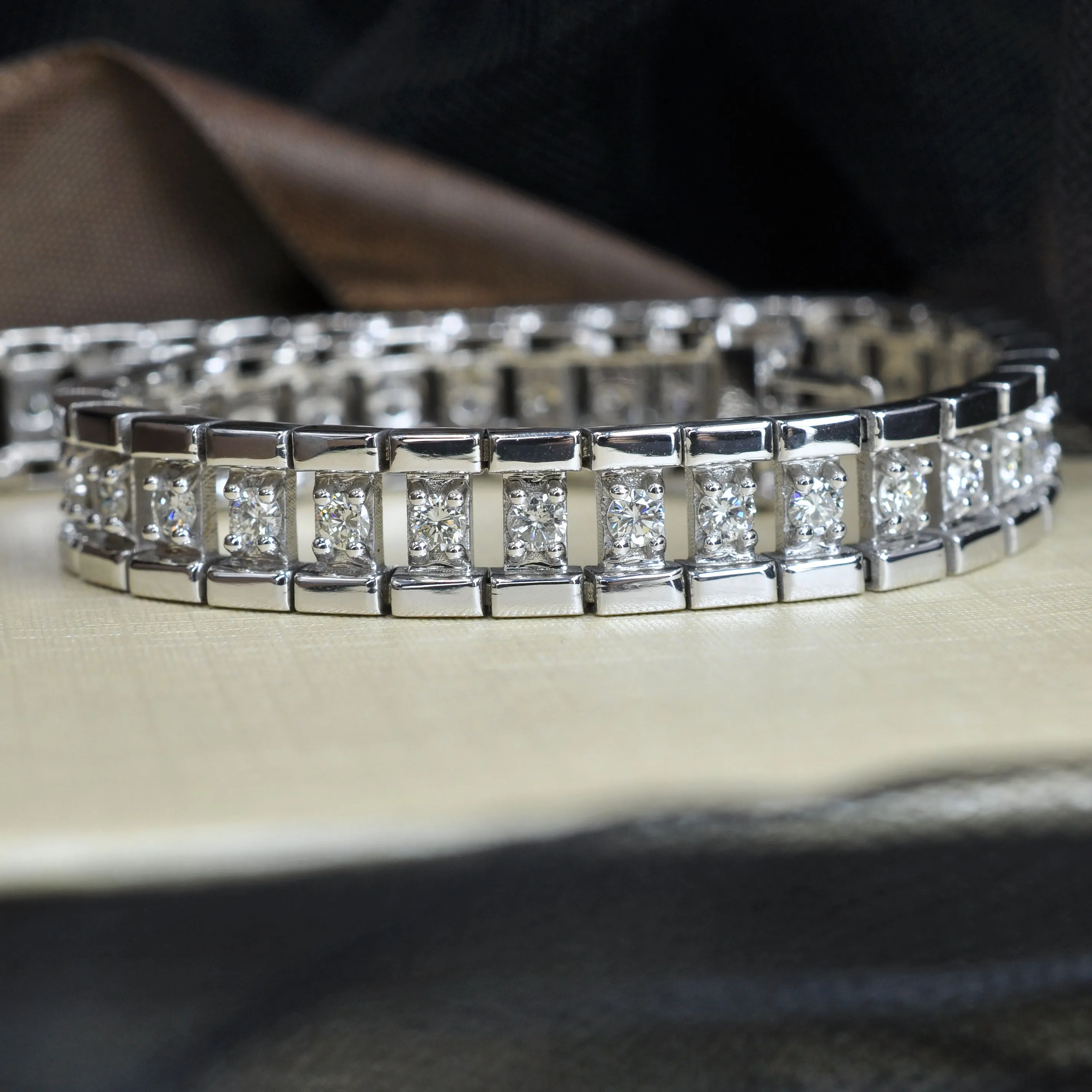 Affordable 3.00 CT Round Cut Diamond Bracelet in 14KT White Gold