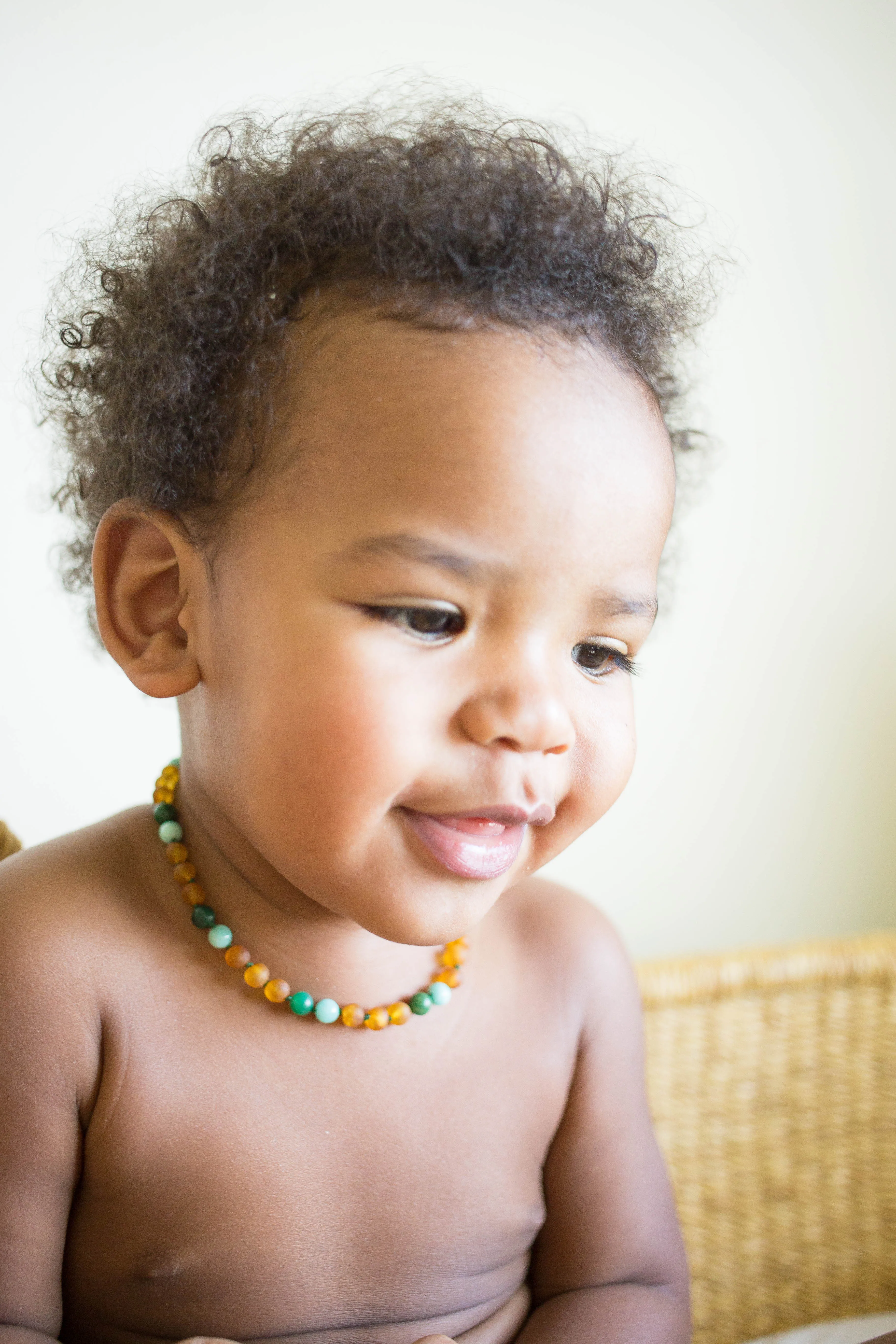 African Jade, Amazonite   Honey Baltic Amber Necklace ll Teething