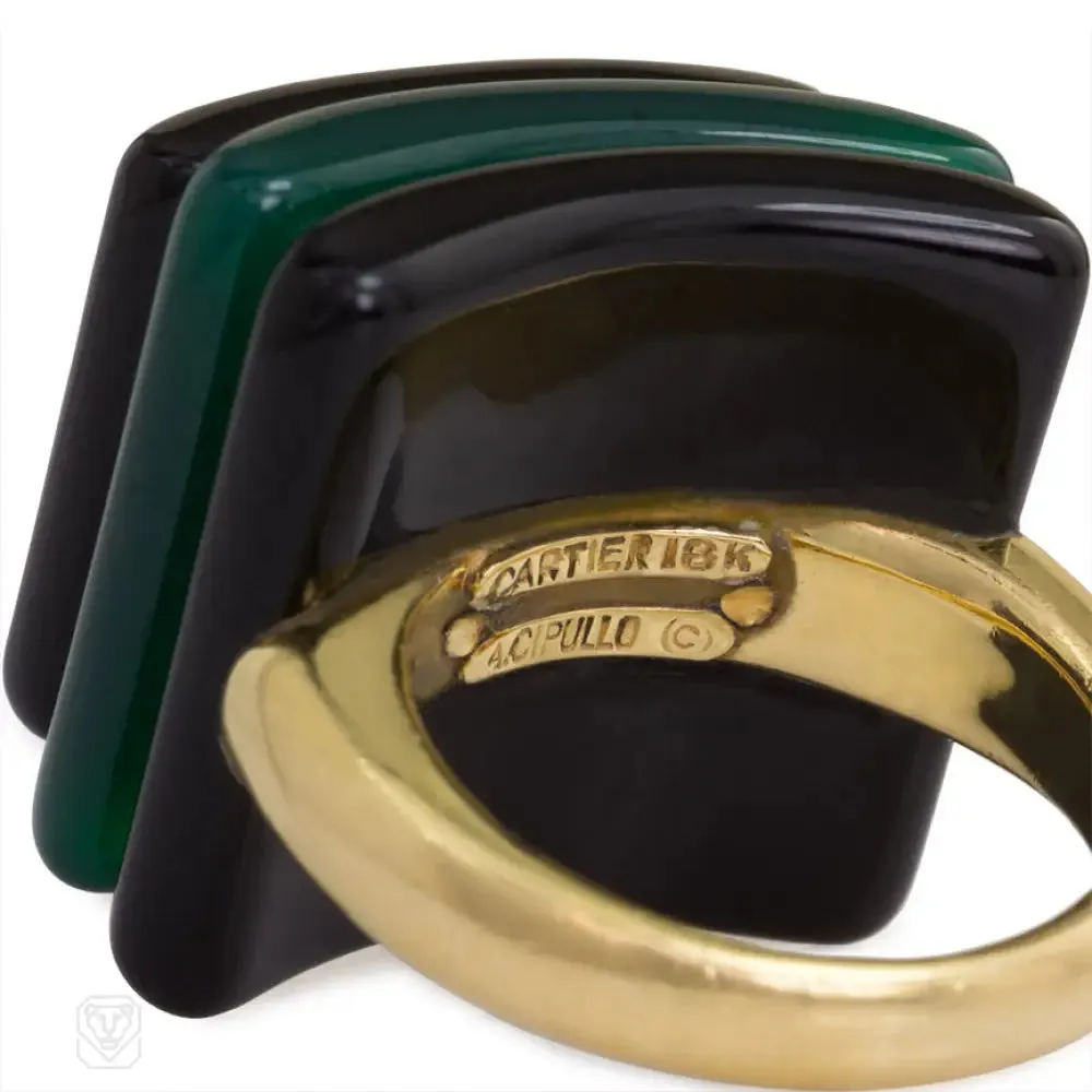 Aldo Cipullo for Cartier gold, onyx, and chrysoprase ring
