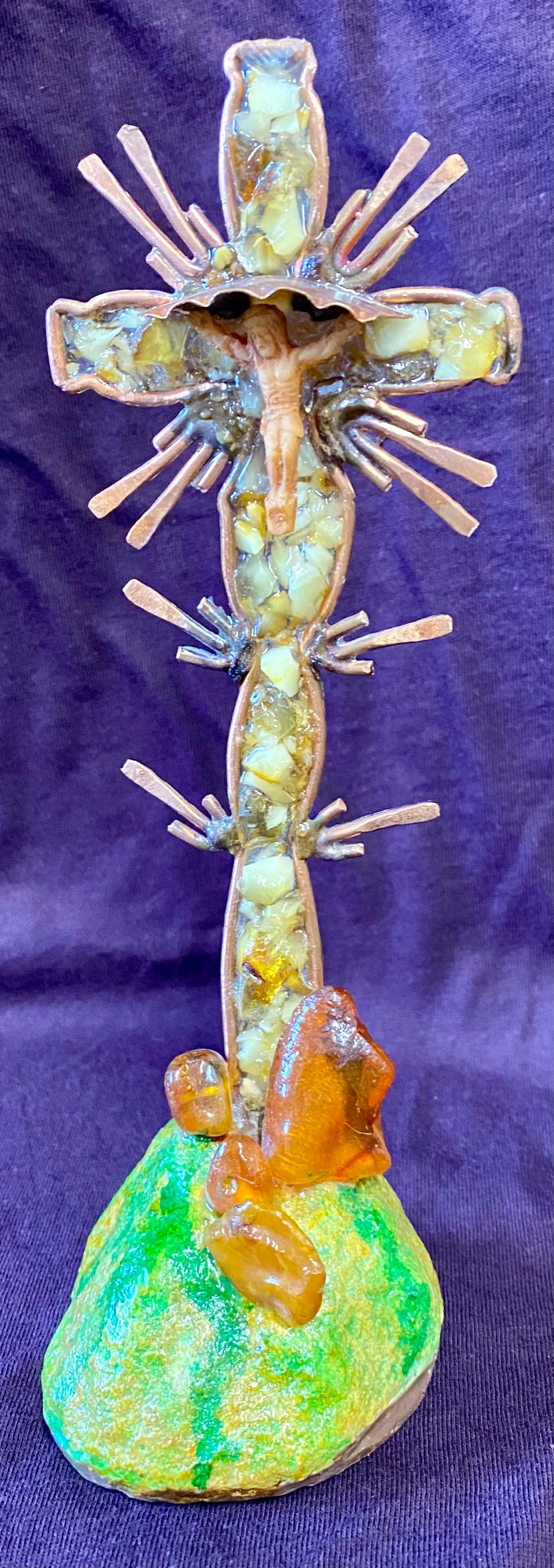Amber and Copper Standing Cross (3131)