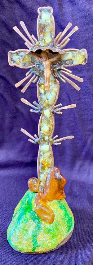 Amber and Copper Standing Cross (3131)