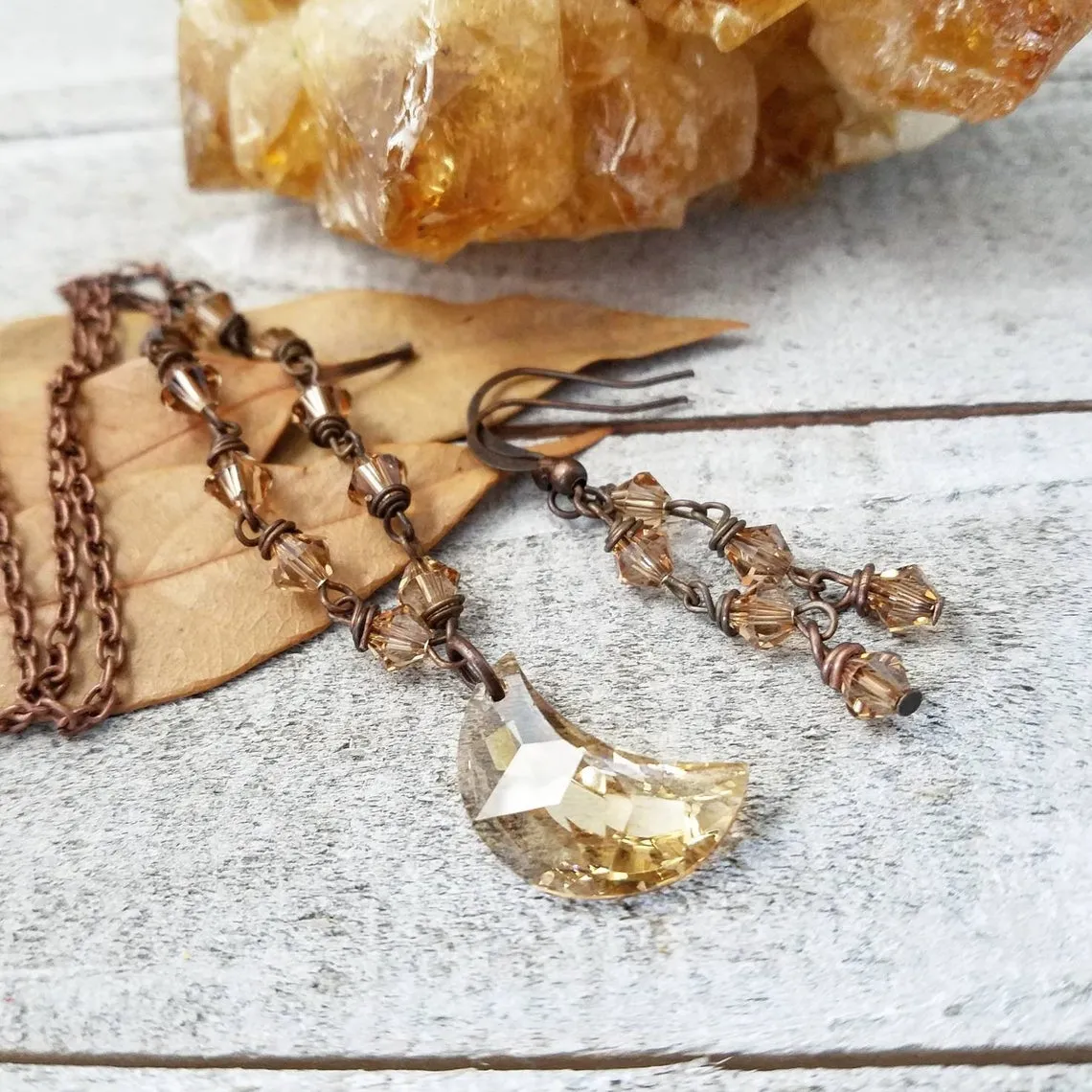 Amber moon Crystal jewelry set