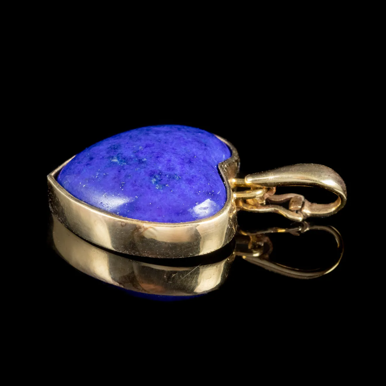 Antique Victorian 9Ct Gold Lapis Lazuli Heart Pendant Circa 1900