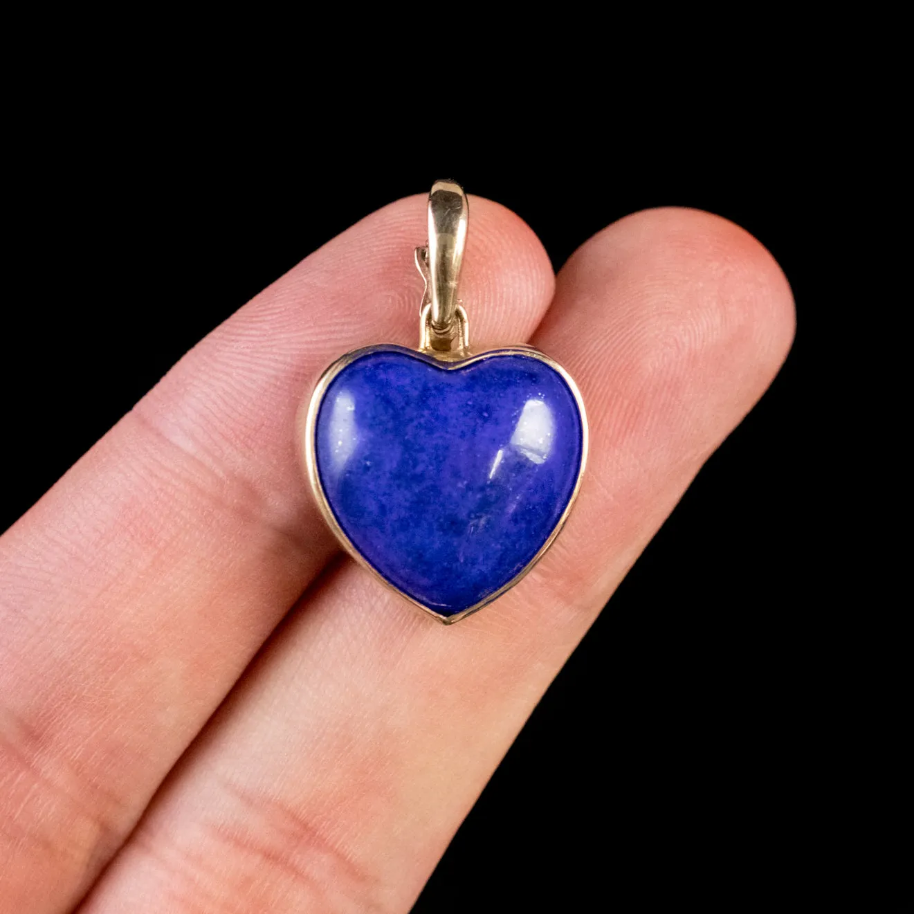 Antique Victorian 9Ct Gold Lapis Lazuli Heart Pendant Circa 1900