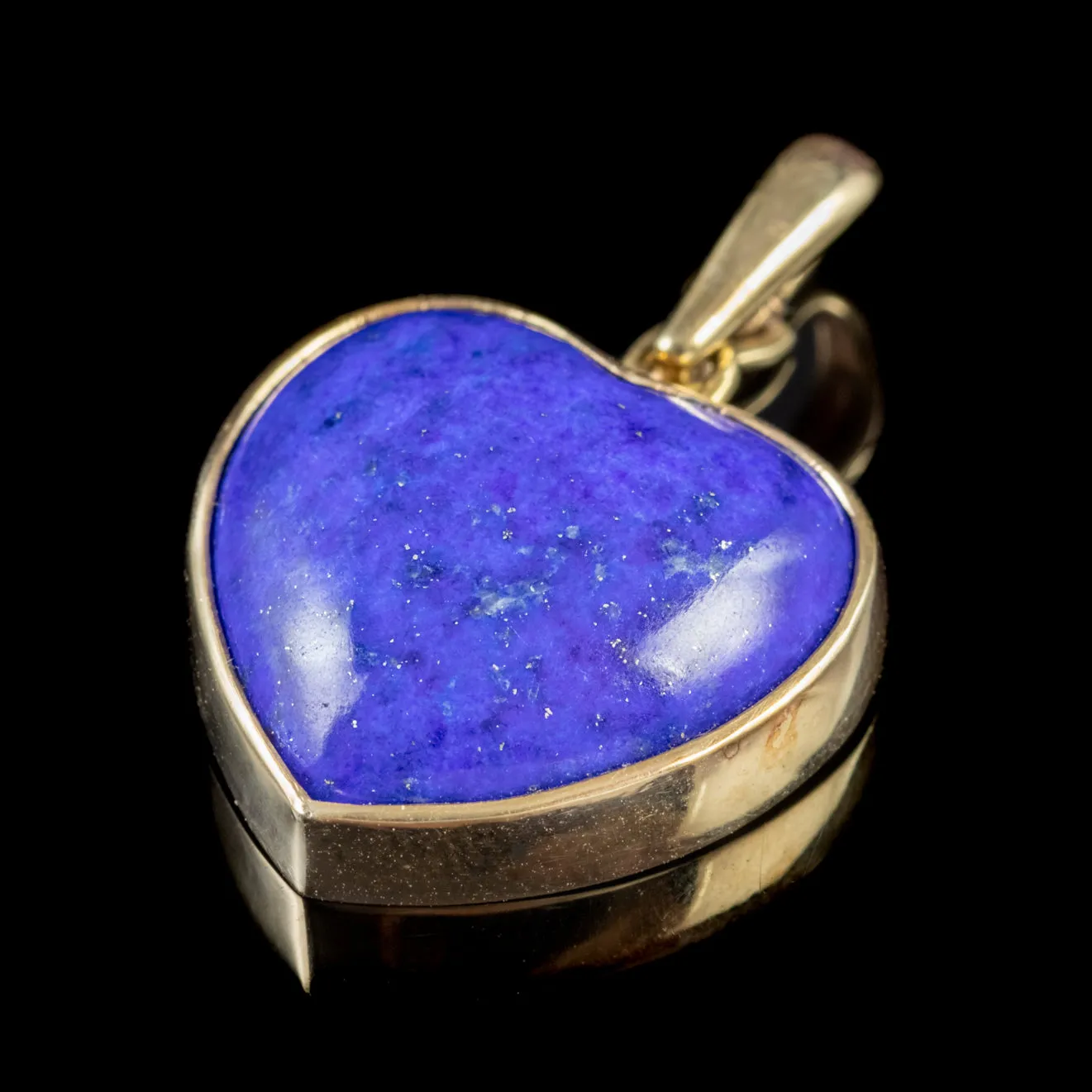 Antique Victorian 9Ct Gold Lapis Lazuli Heart Pendant Circa 1900