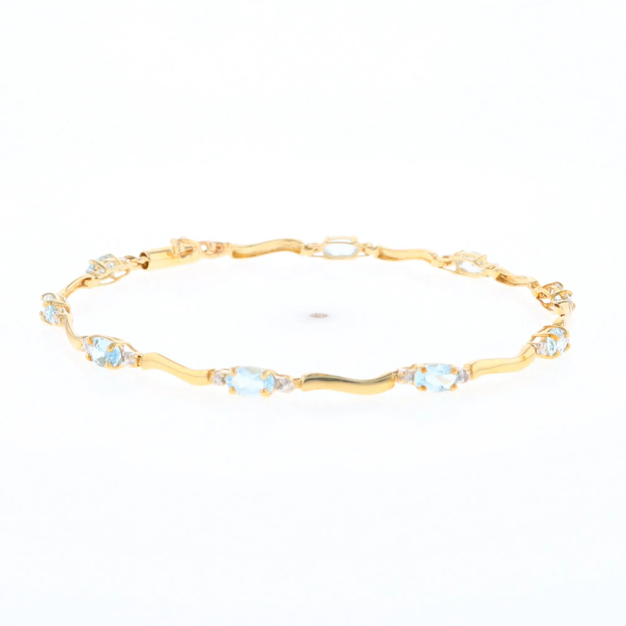 Aquamarine and Diamond Tennis Bracelet