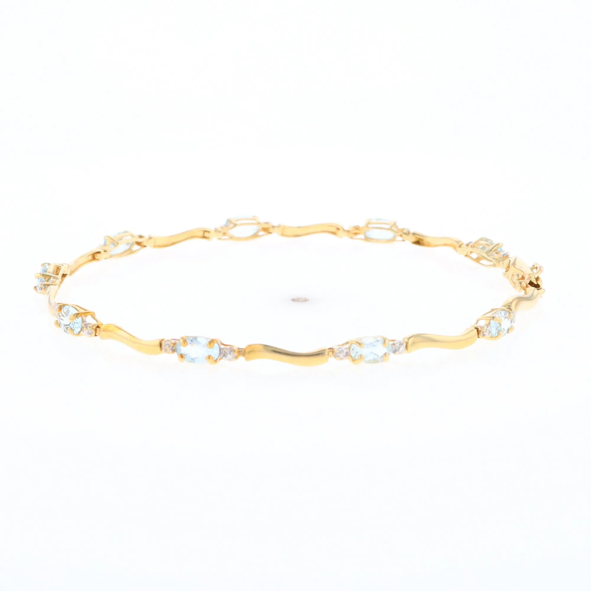 Aquamarine and Diamond Tennis Bracelet