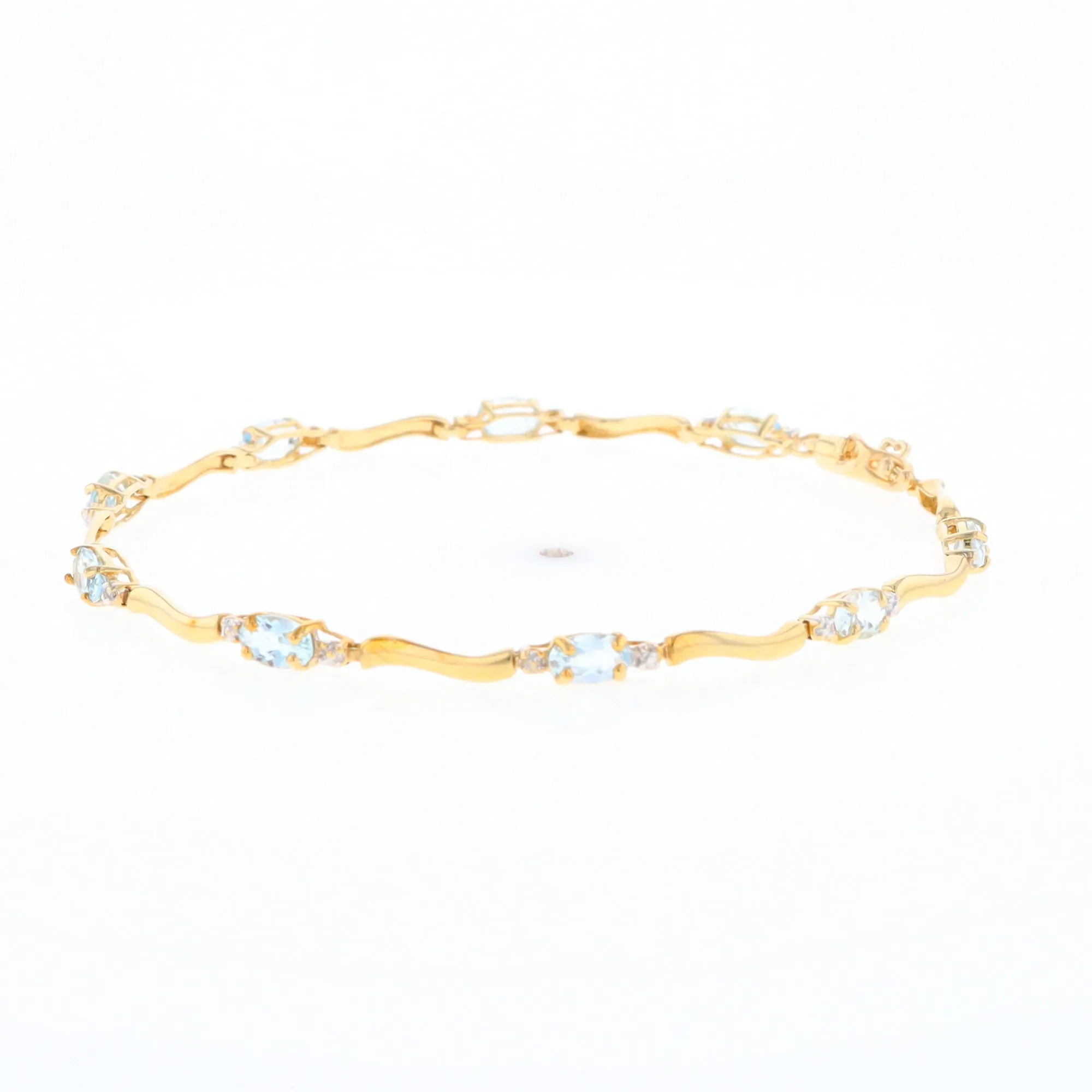 Aquamarine and Diamond Tennis Bracelet