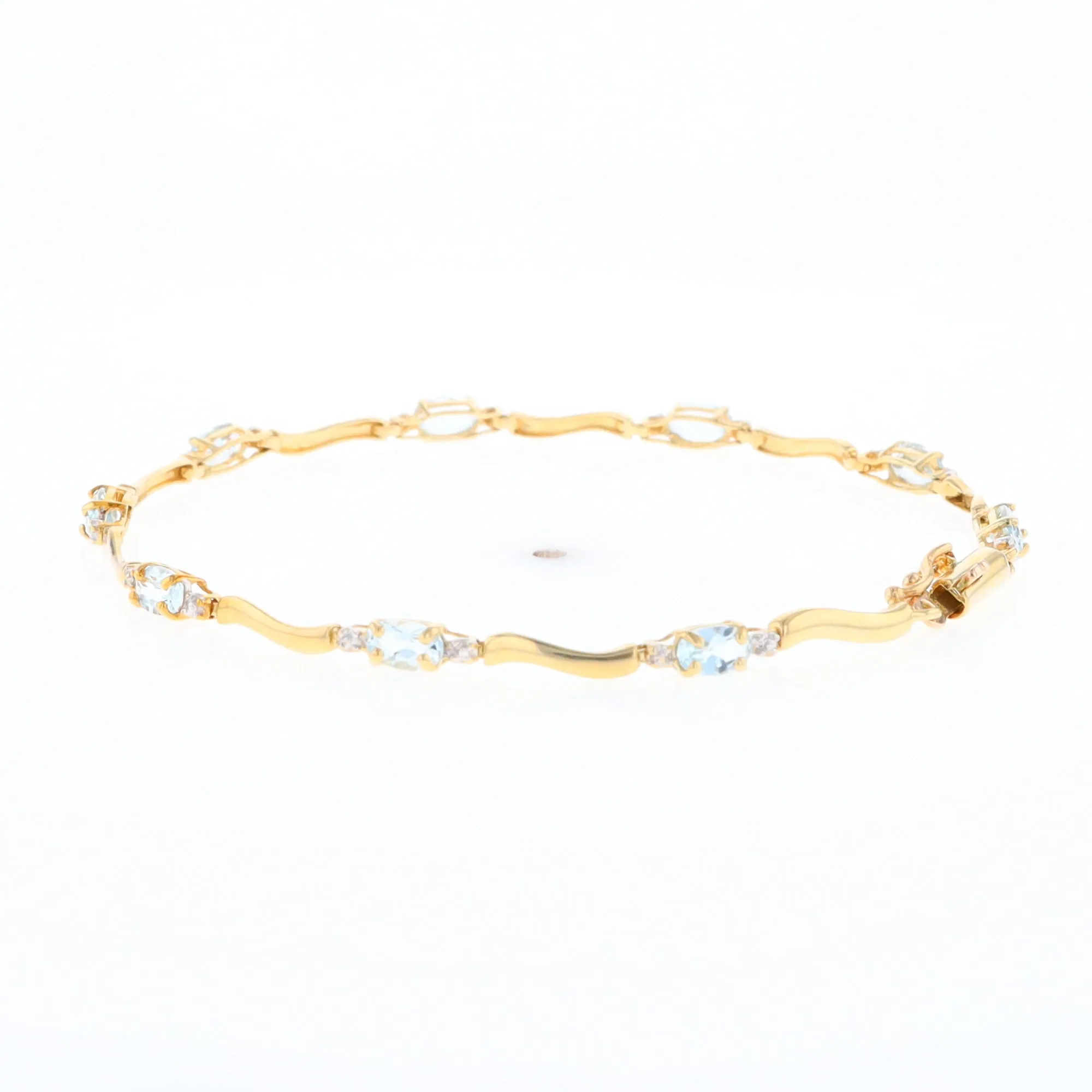 Aquamarine and Diamond Tennis Bracelet