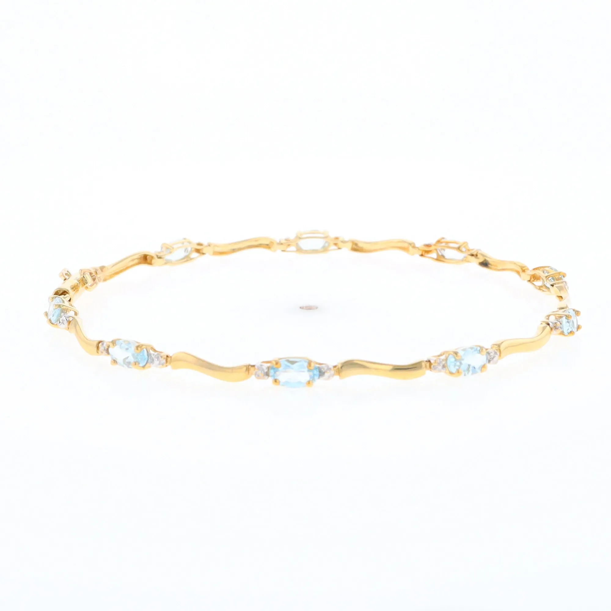 Aquamarine and Diamond Tennis Bracelet