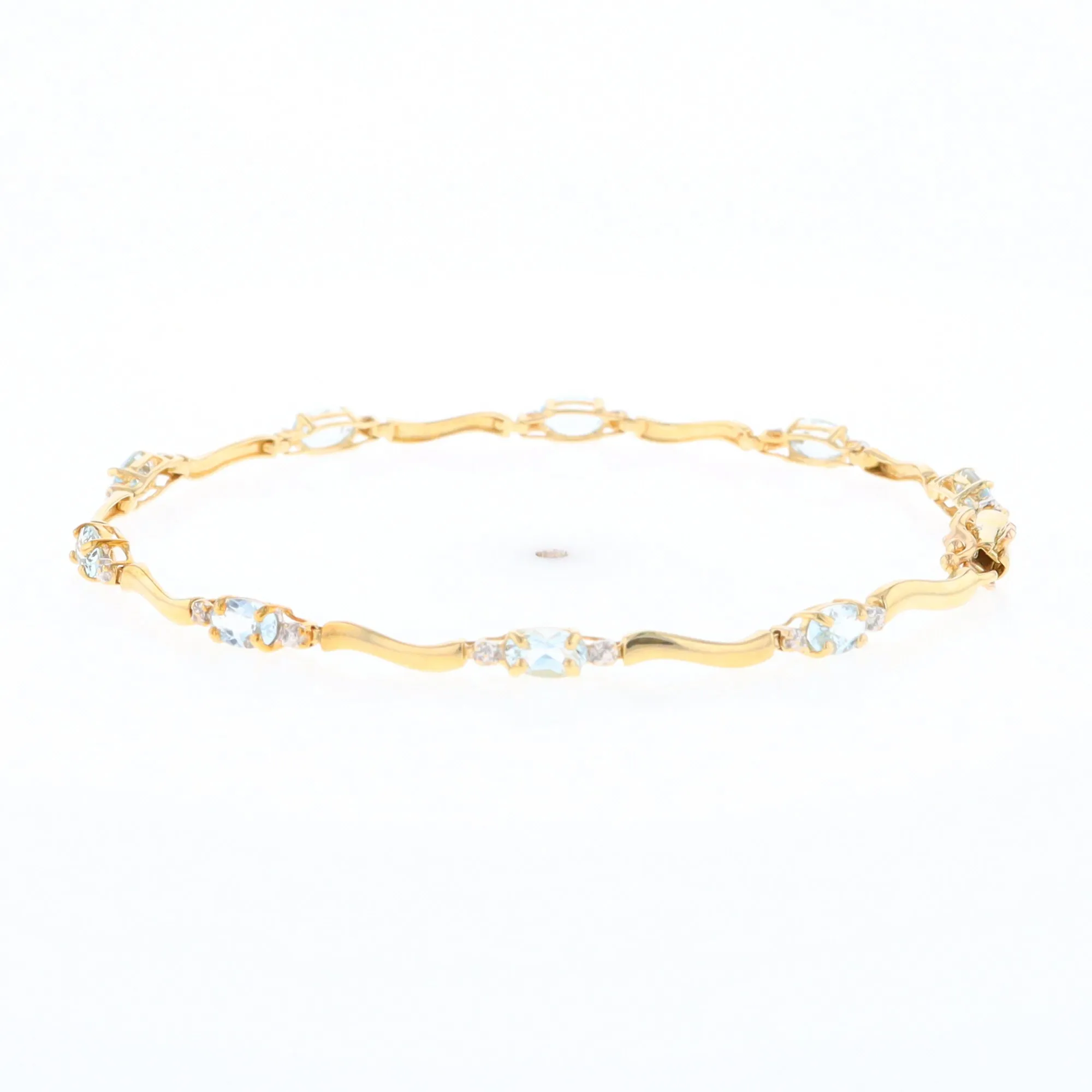Aquamarine and Diamond Tennis Bracelet