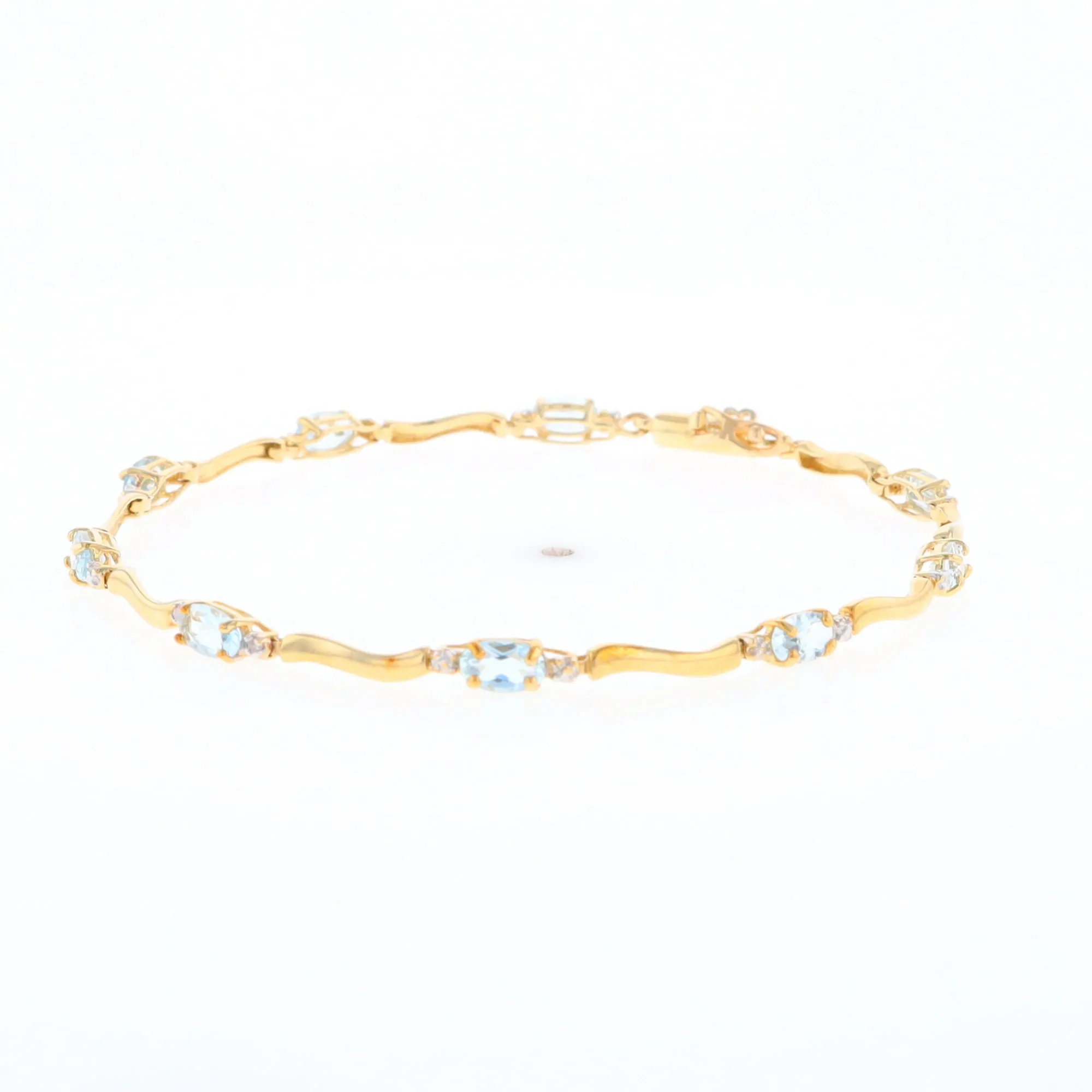 Aquamarine and Diamond Tennis Bracelet
