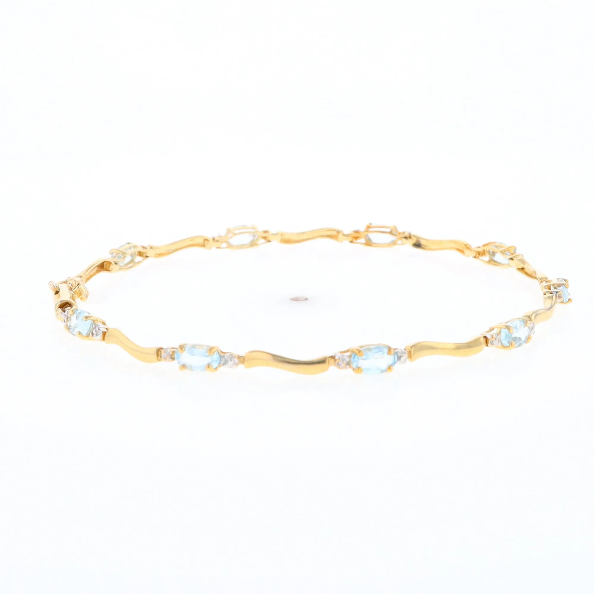 Aquamarine and Diamond Tennis Bracelet