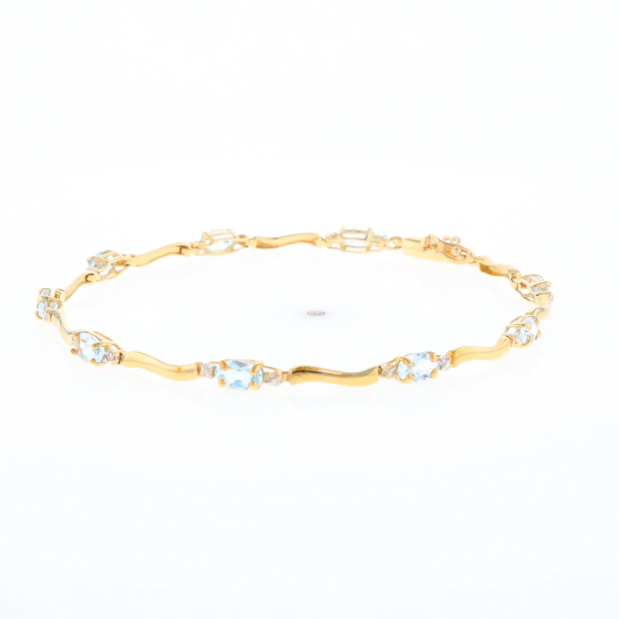 Aquamarine and Diamond Tennis Bracelet