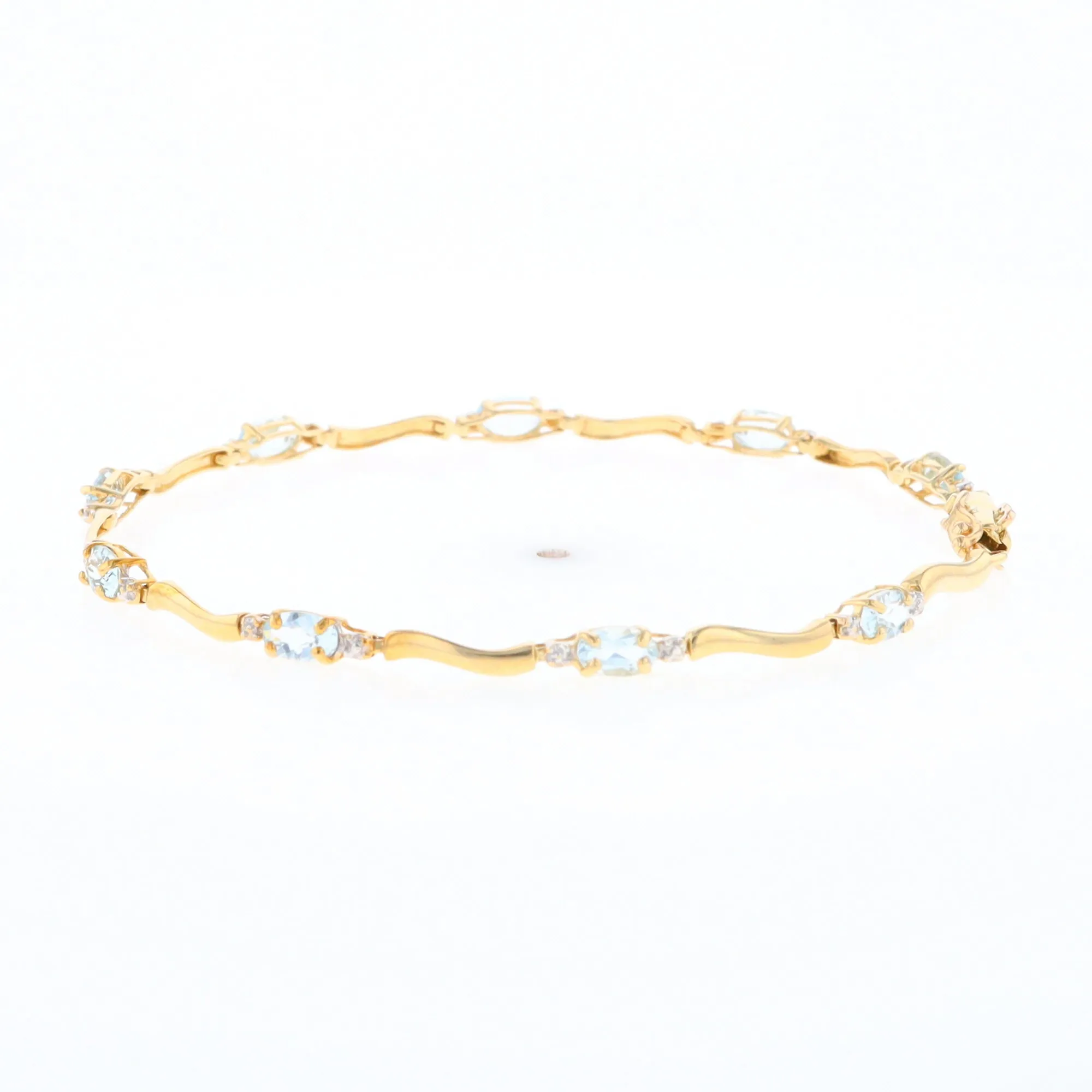 Aquamarine and Diamond Tennis Bracelet