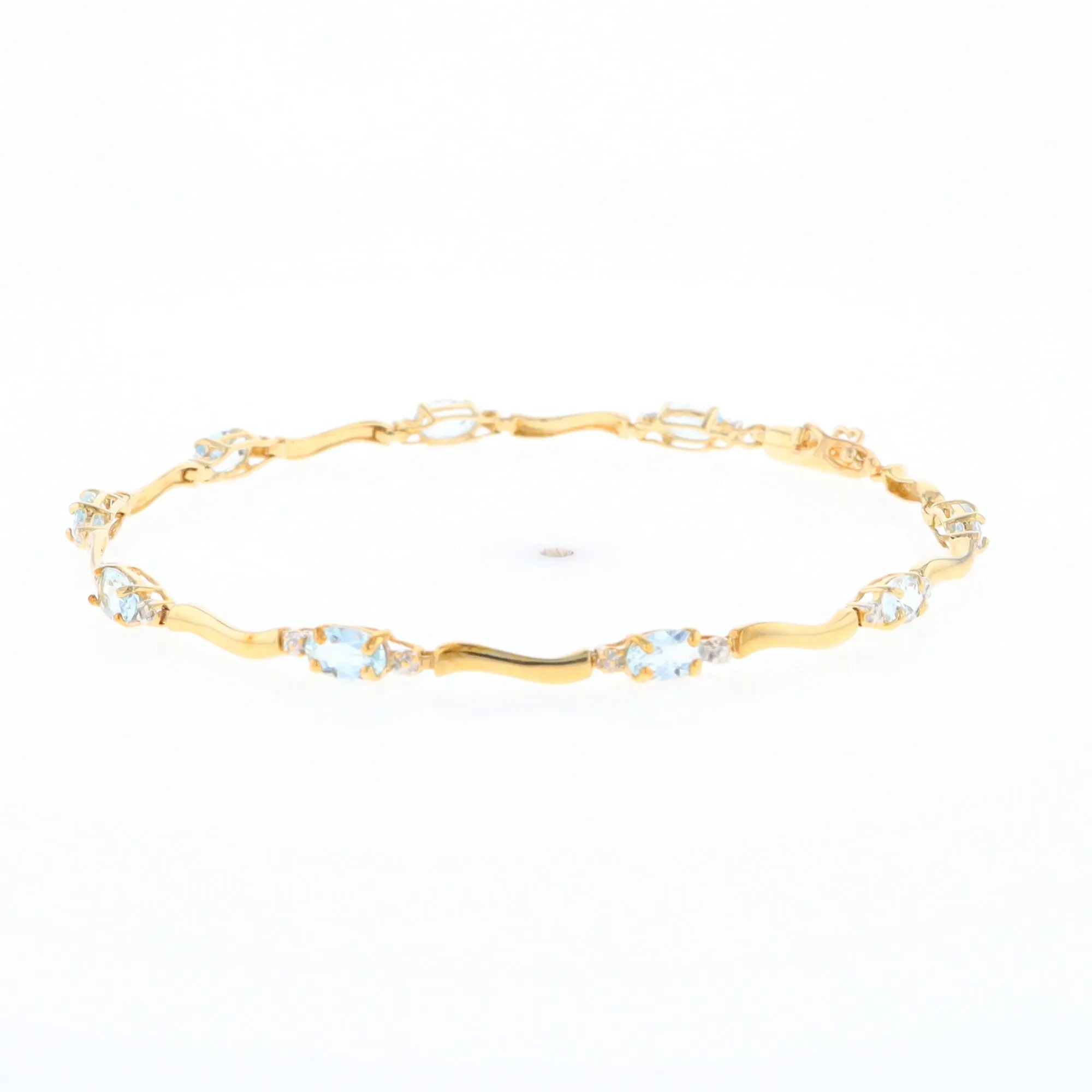Aquamarine and Diamond Tennis Bracelet