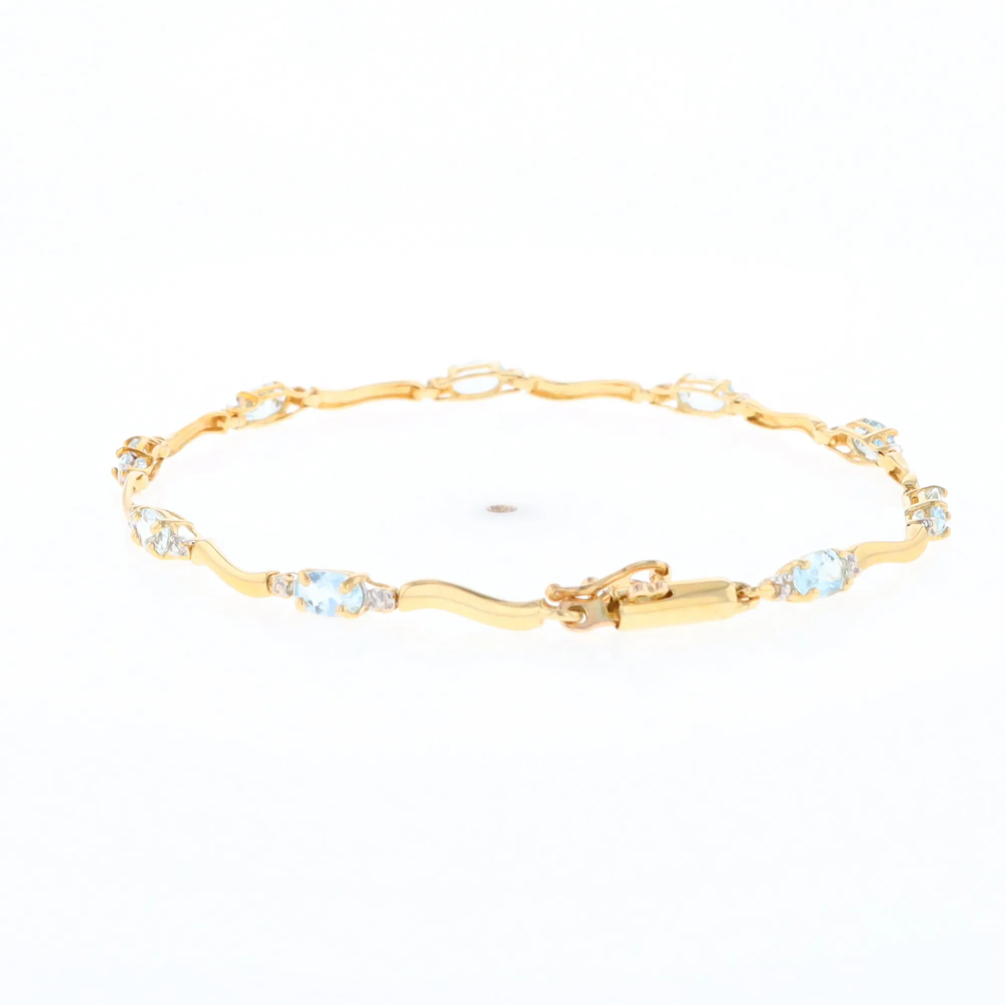 Aquamarine and Diamond Tennis Bracelet