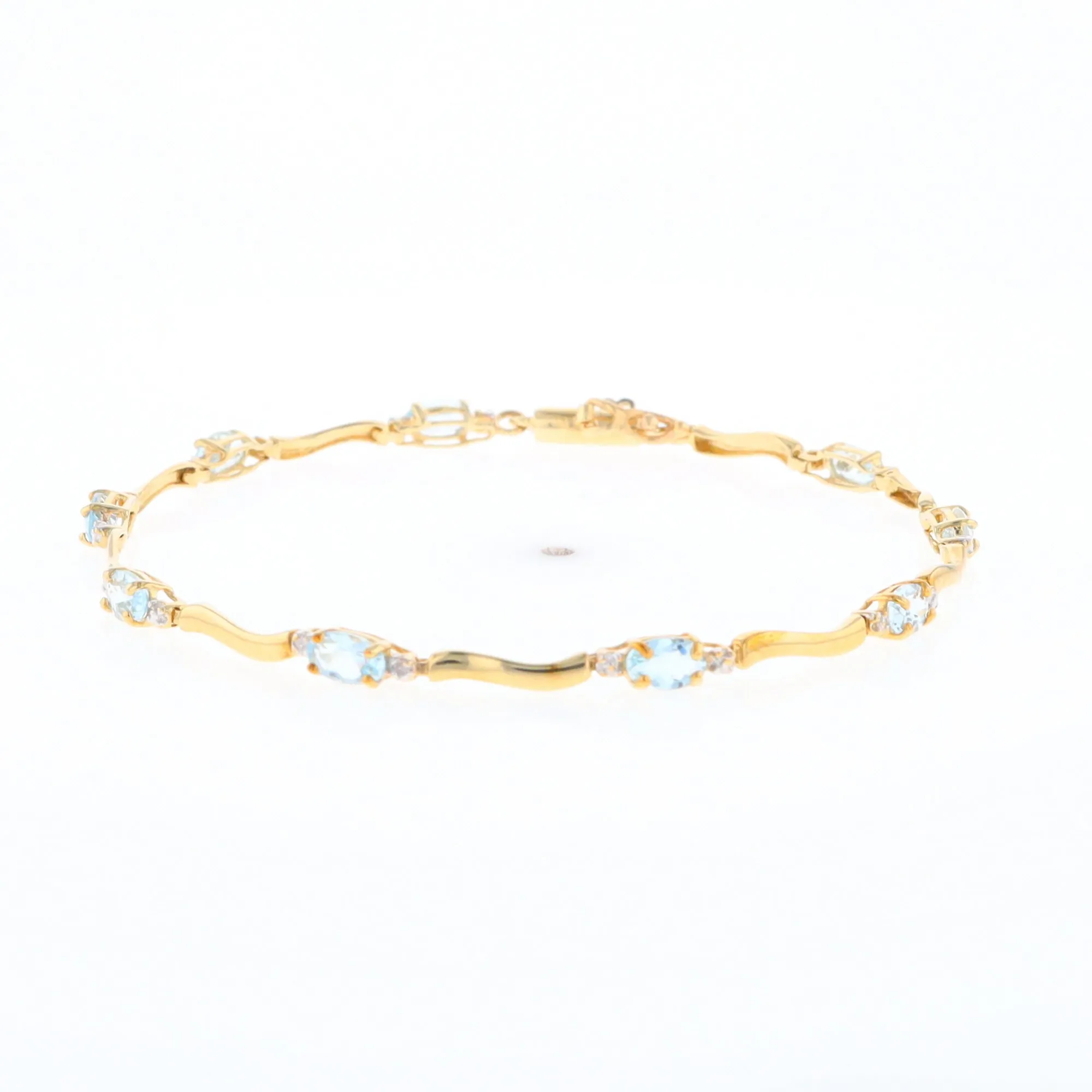 Aquamarine and Diamond Tennis Bracelet