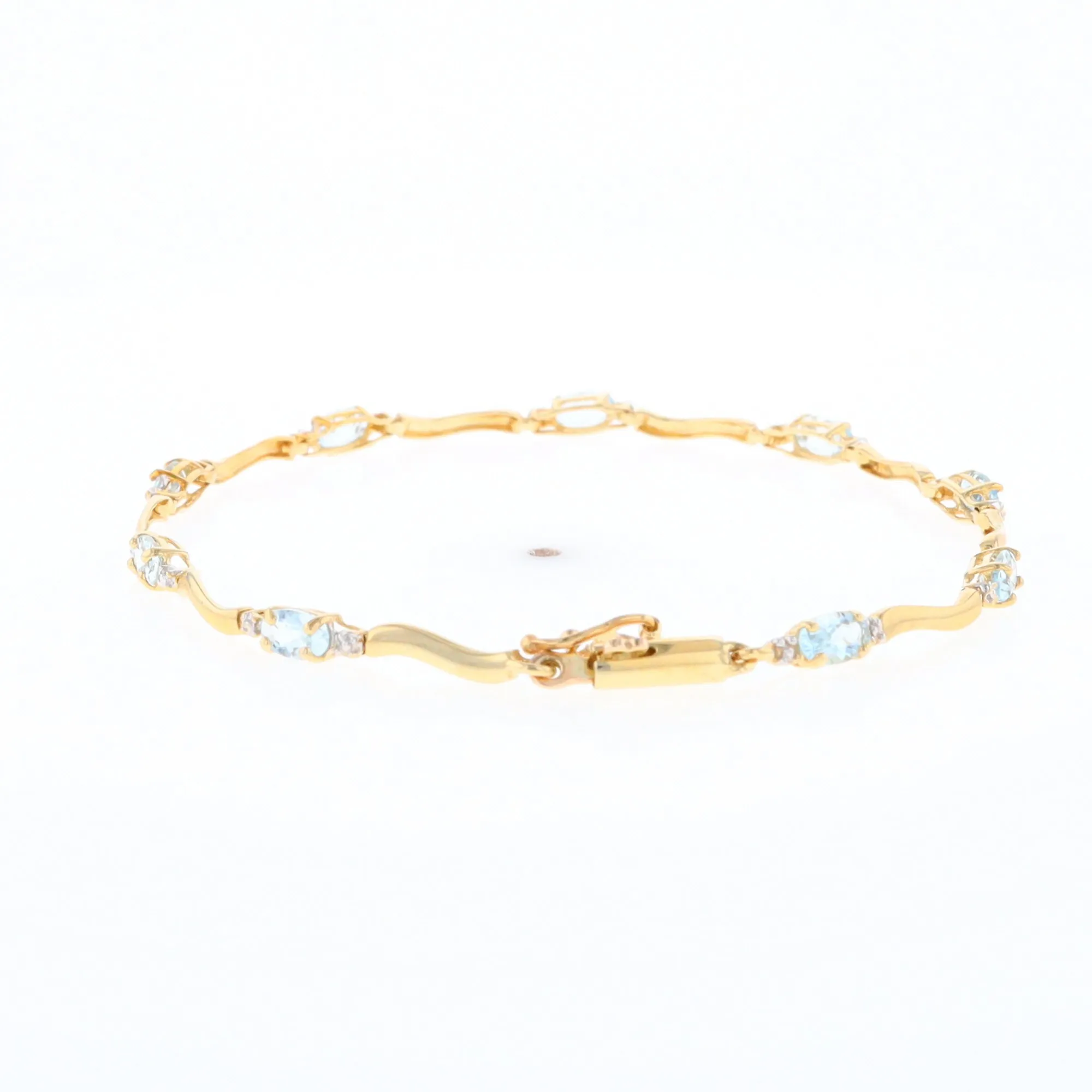 Aquamarine and Diamond Tennis Bracelet