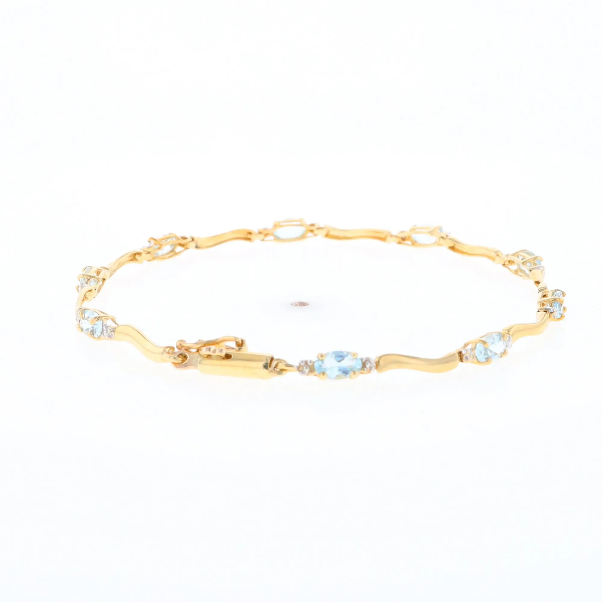 Aquamarine and Diamond Tennis Bracelet