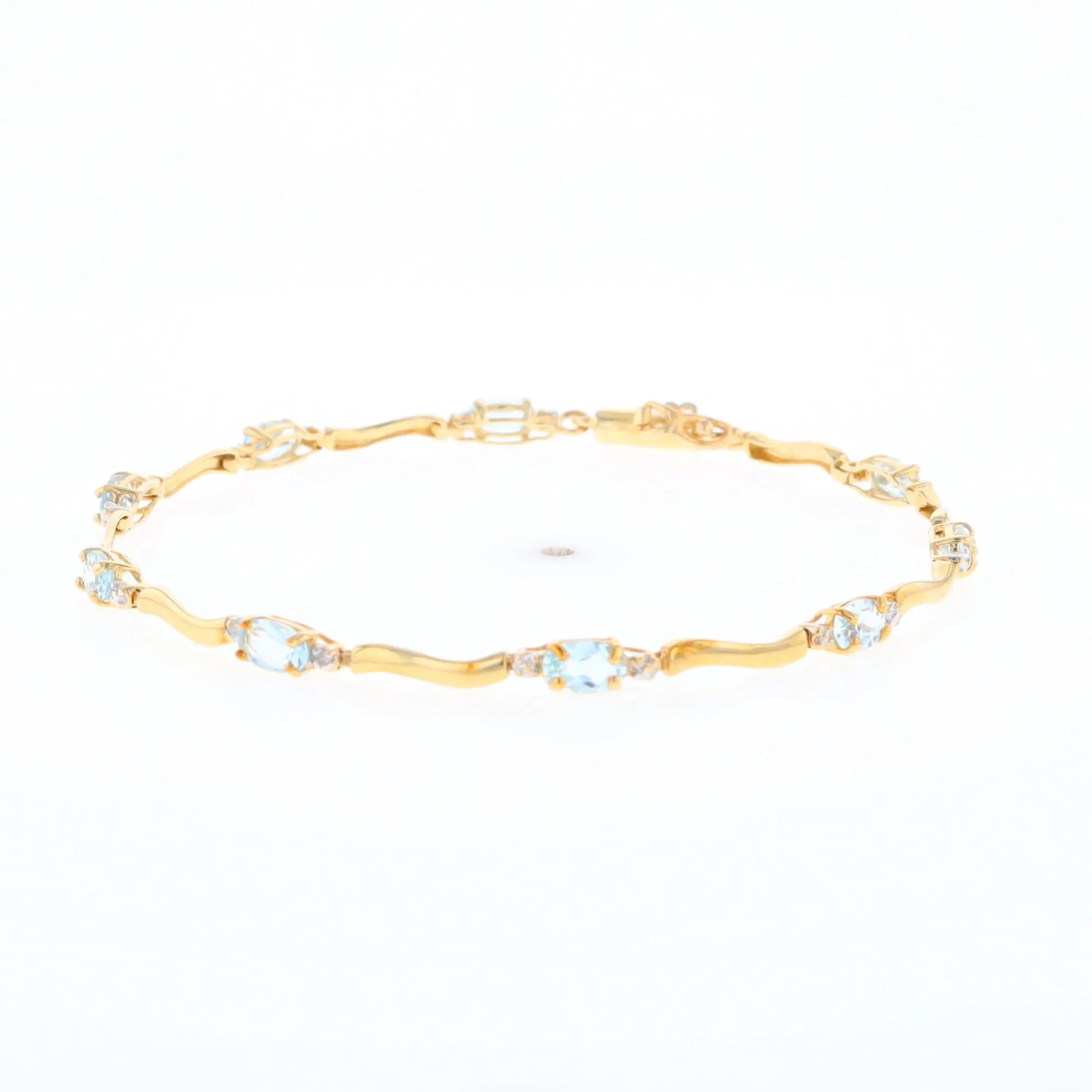 Aquamarine and Diamond Tennis Bracelet