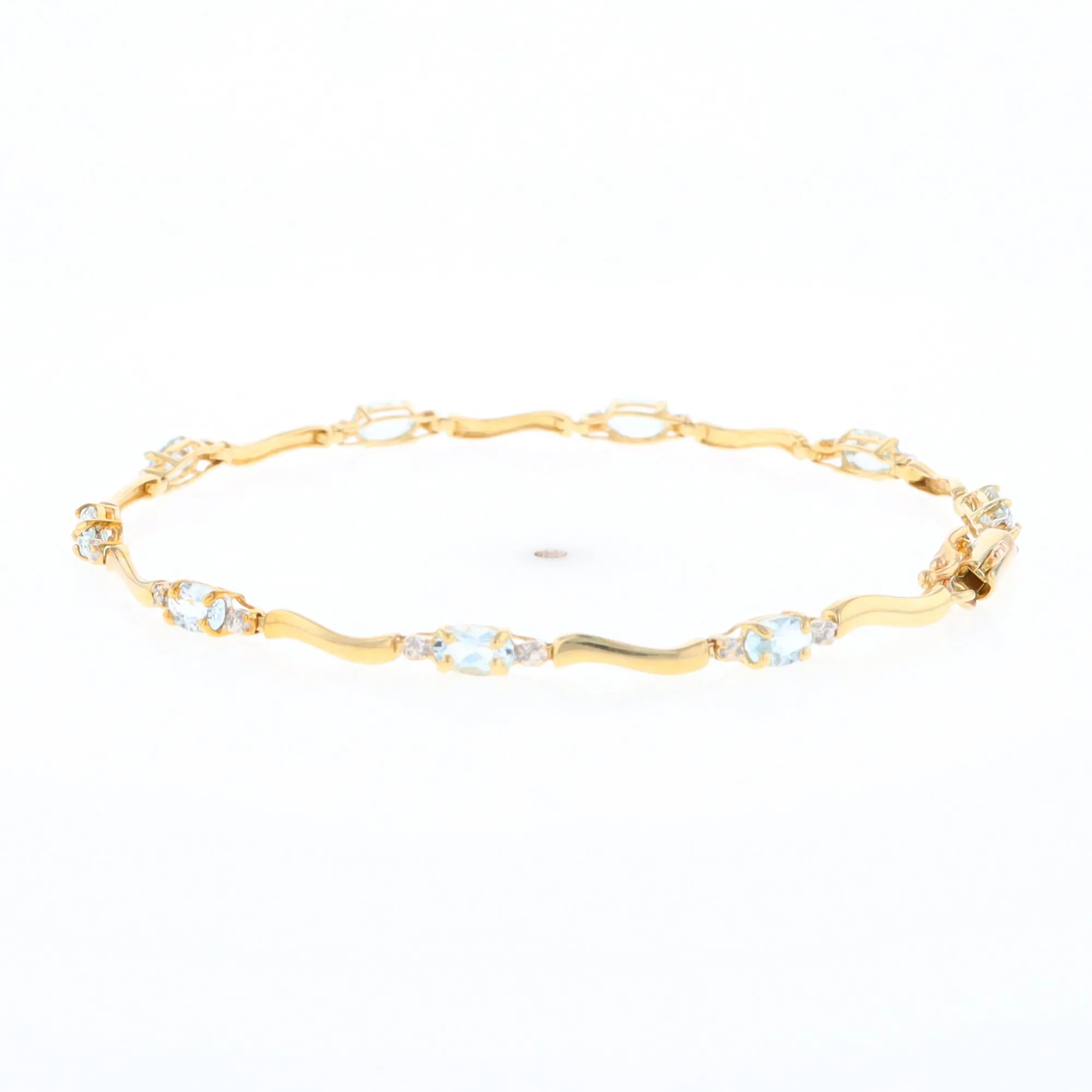 Aquamarine and Diamond Tennis Bracelet