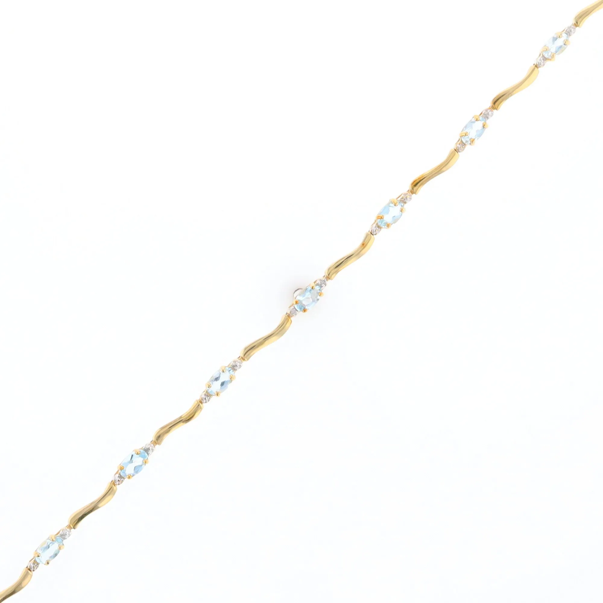 Aquamarine and Diamond Tennis Bracelet