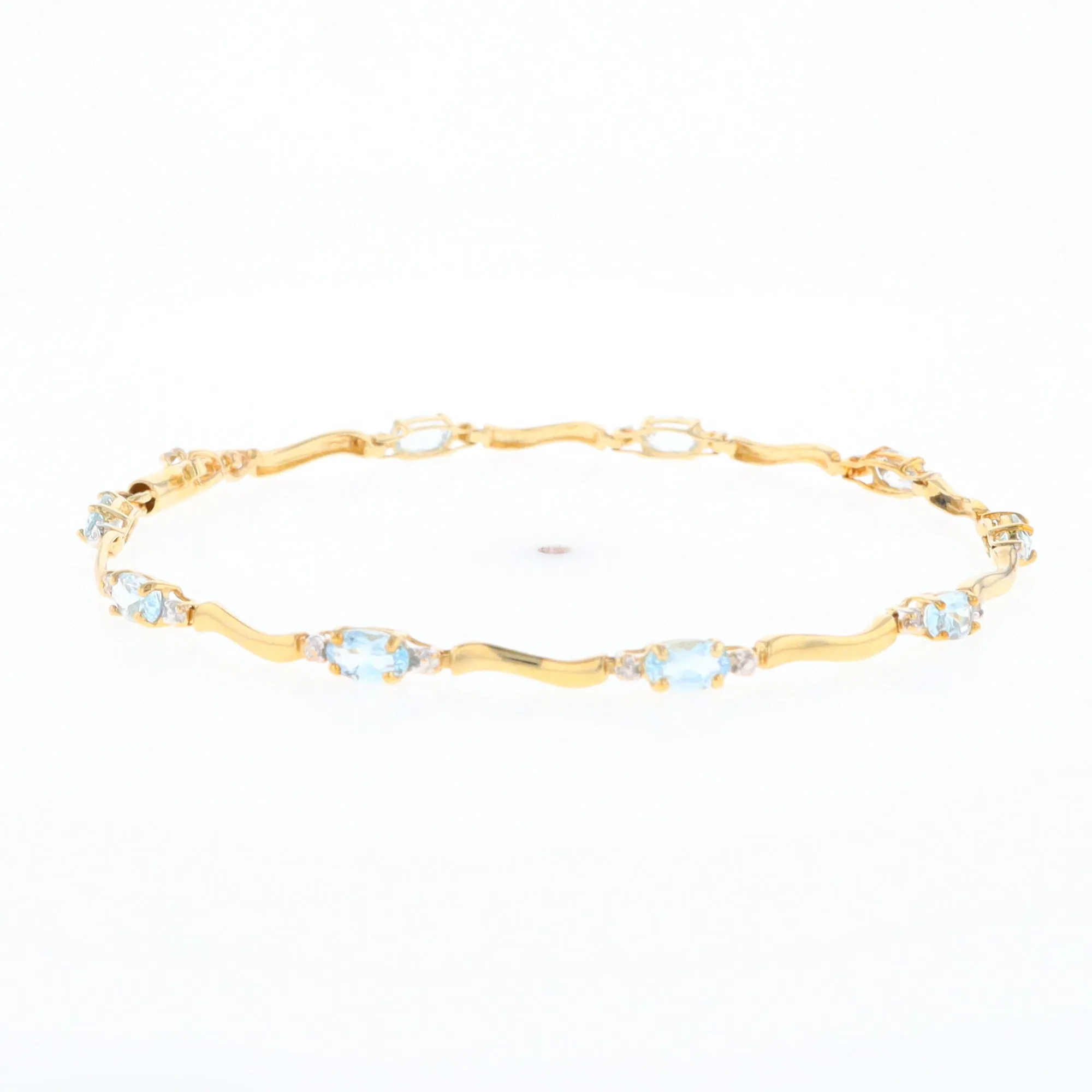 Aquamarine and Diamond Tennis Bracelet
