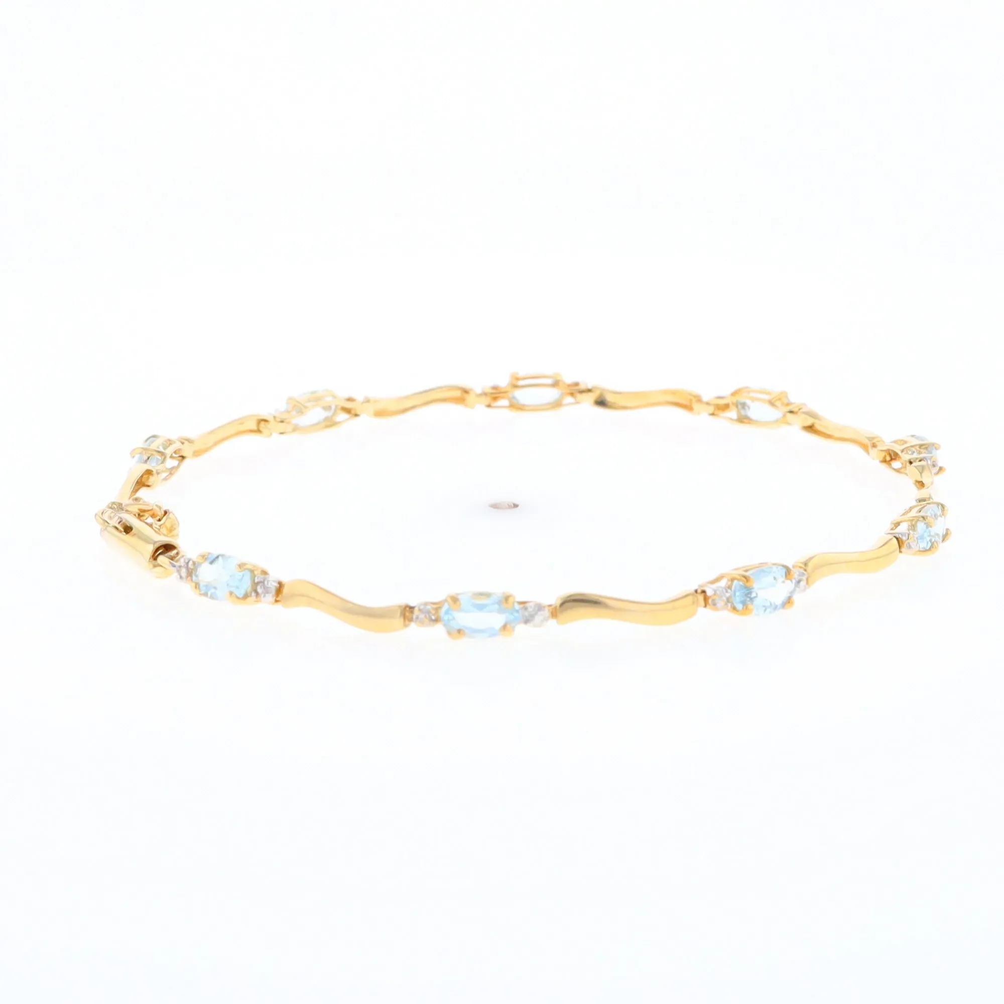 Aquamarine and Diamond Tennis Bracelet