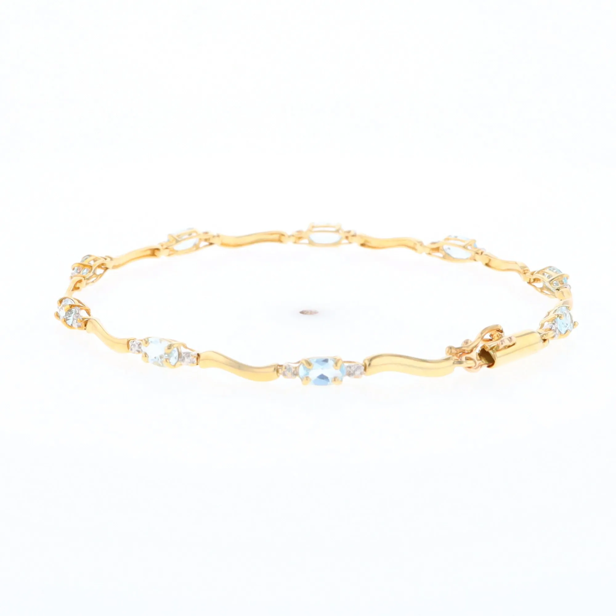 Aquamarine and Diamond Tennis Bracelet