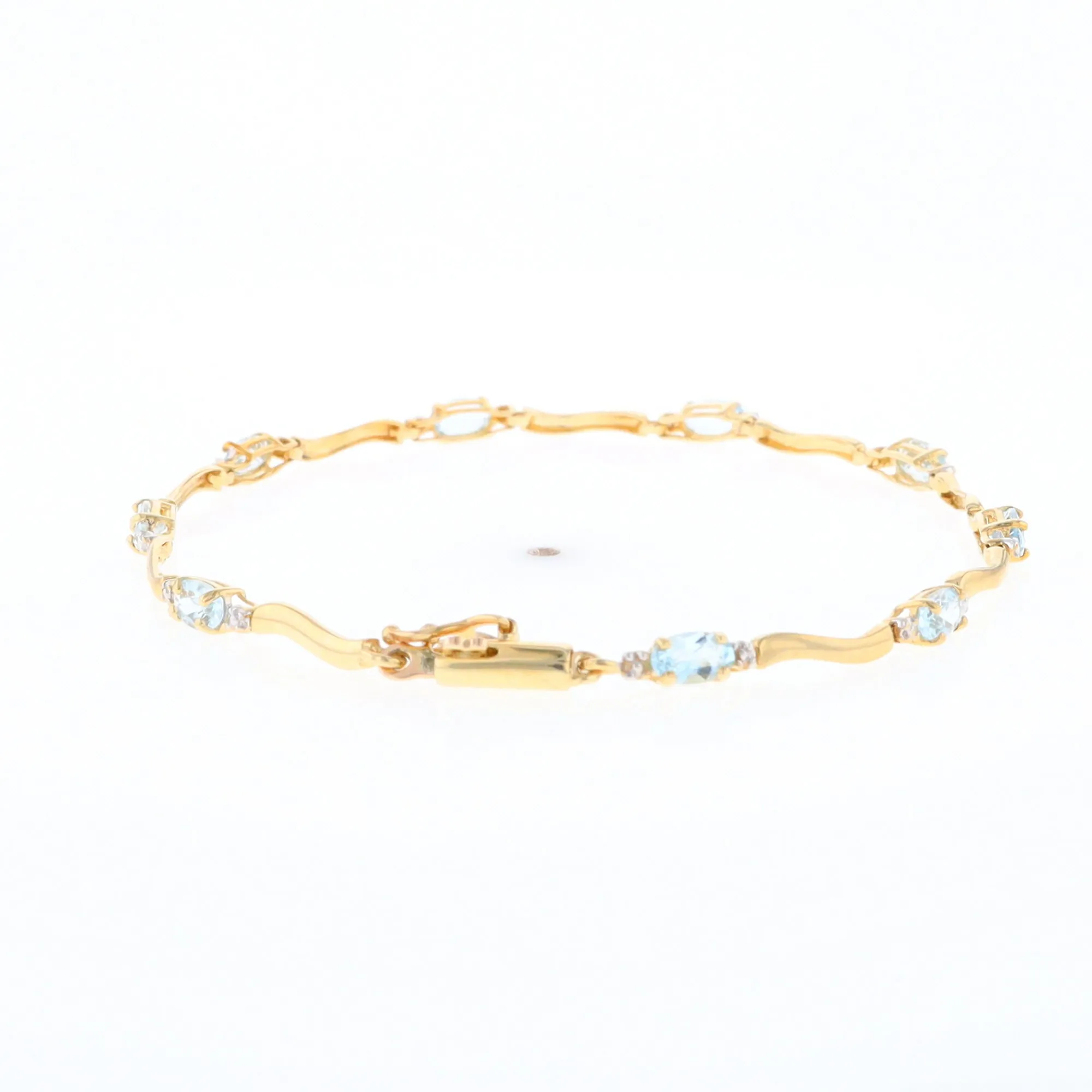 Aquamarine and Diamond Tennis Bracelet