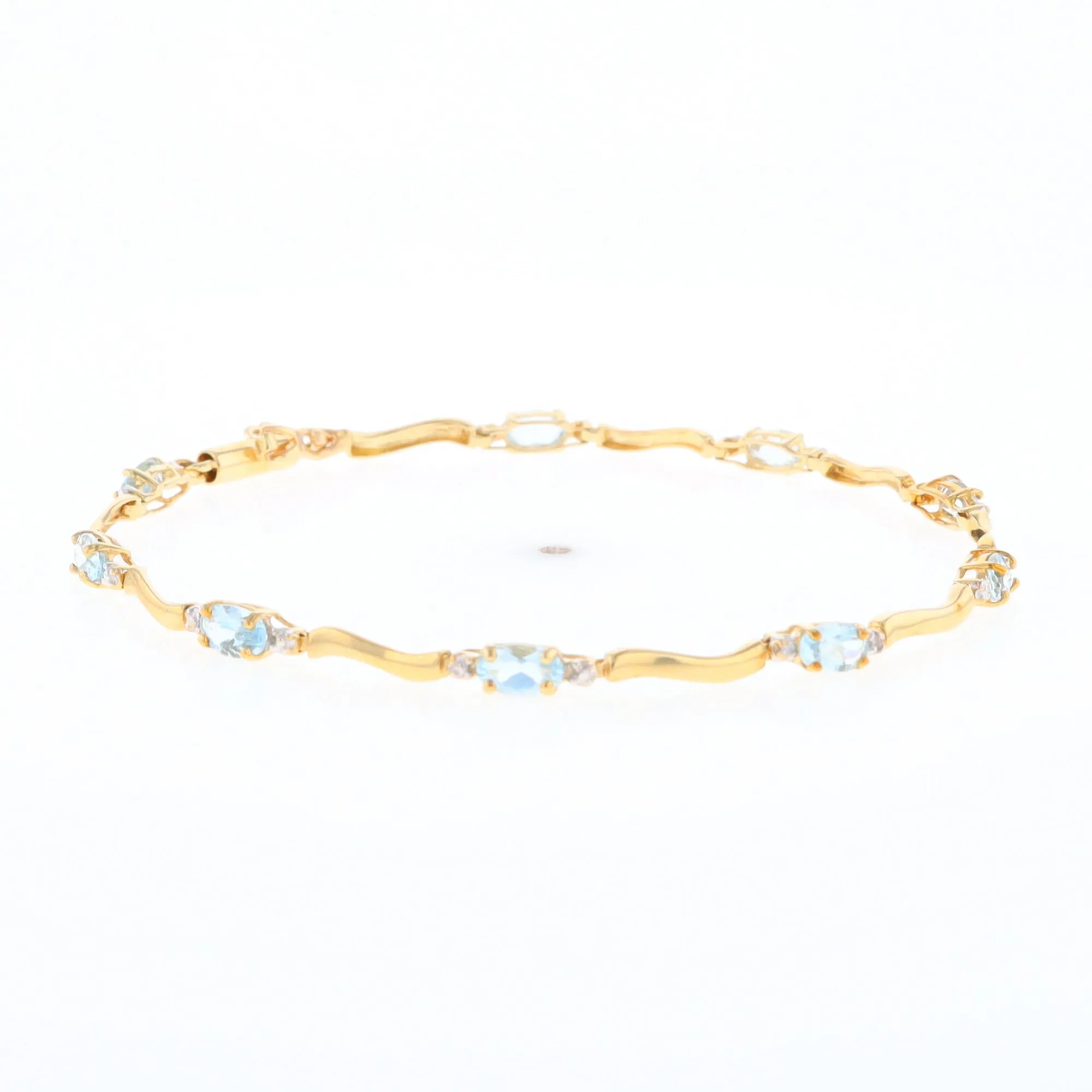 Aquamarine and Diamond Tennis Bracelet