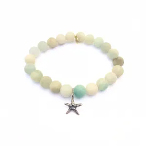 Aquamarine Bracelet | Matte   Silver Starfish