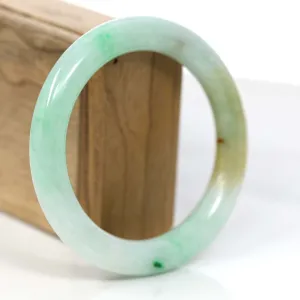 Baikalla Classic Yellow & Green Jadeite Jade Round Bangle Bracelet (58.20 mm) #876
