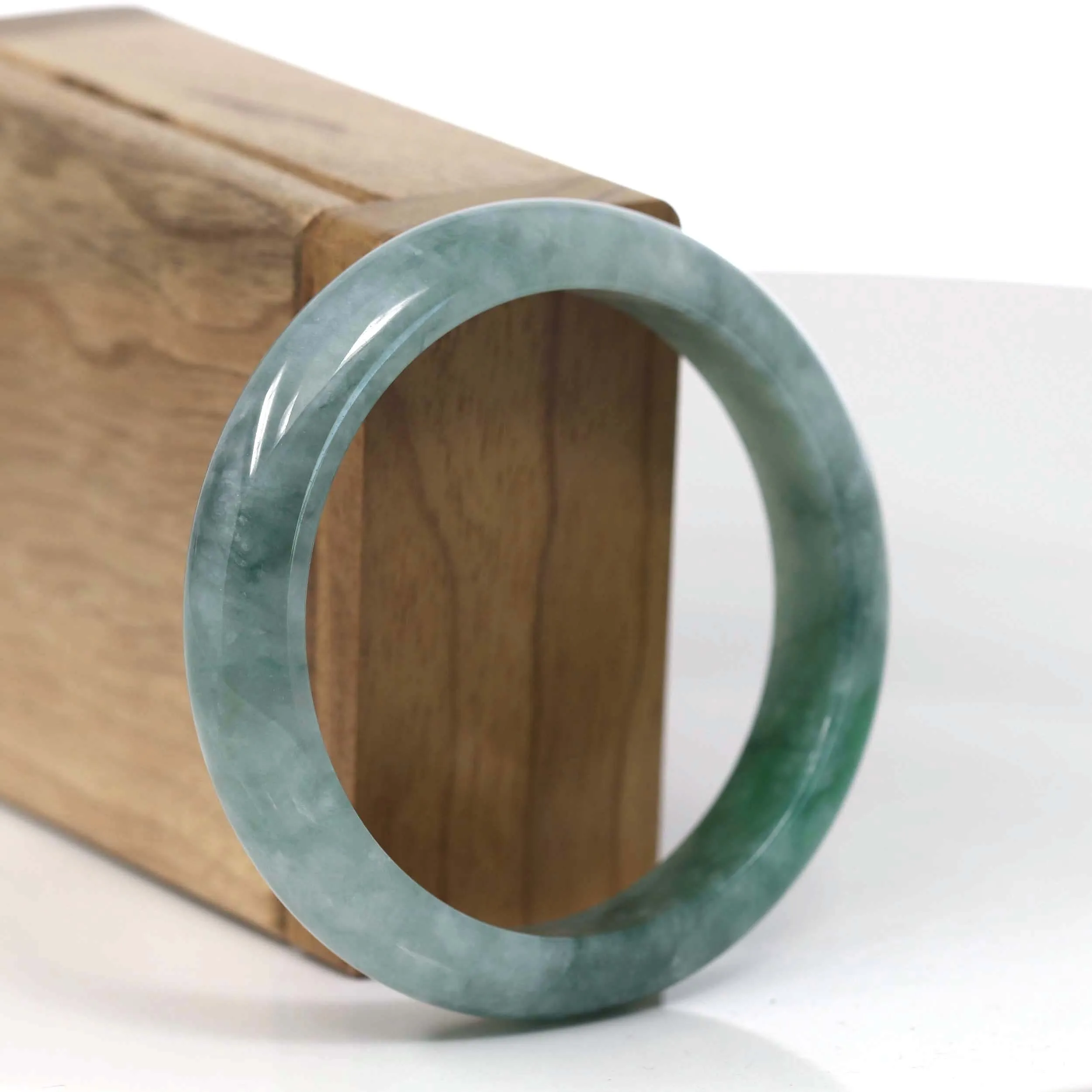 Baikalla "Classic Bangle" Forest Green Natural Burmese Jadeite Jade Bangle ( 55.43mm ) #T130